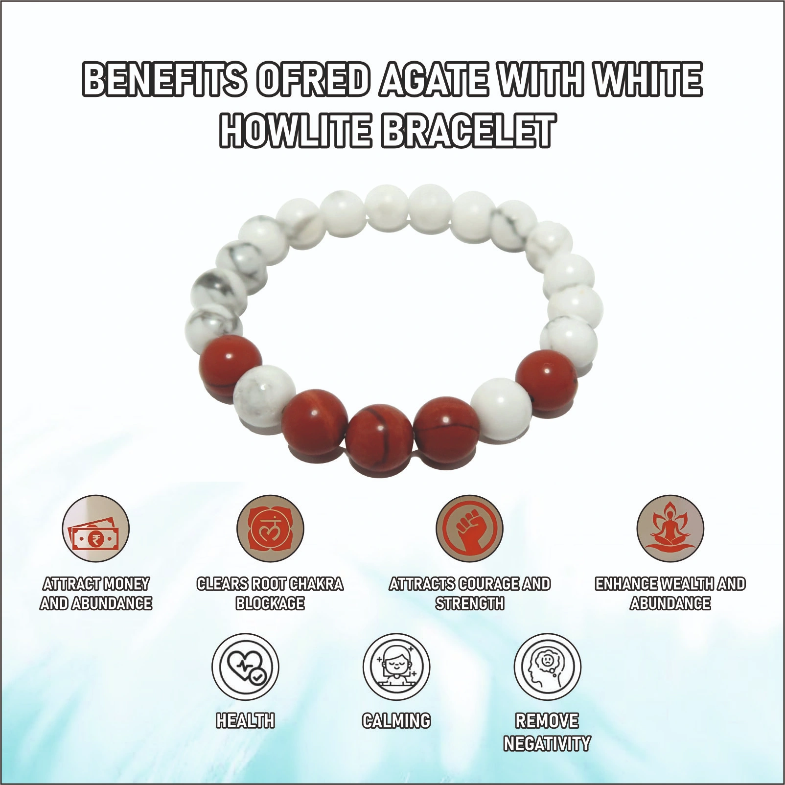 Red Agate with White Howlite Bracelet