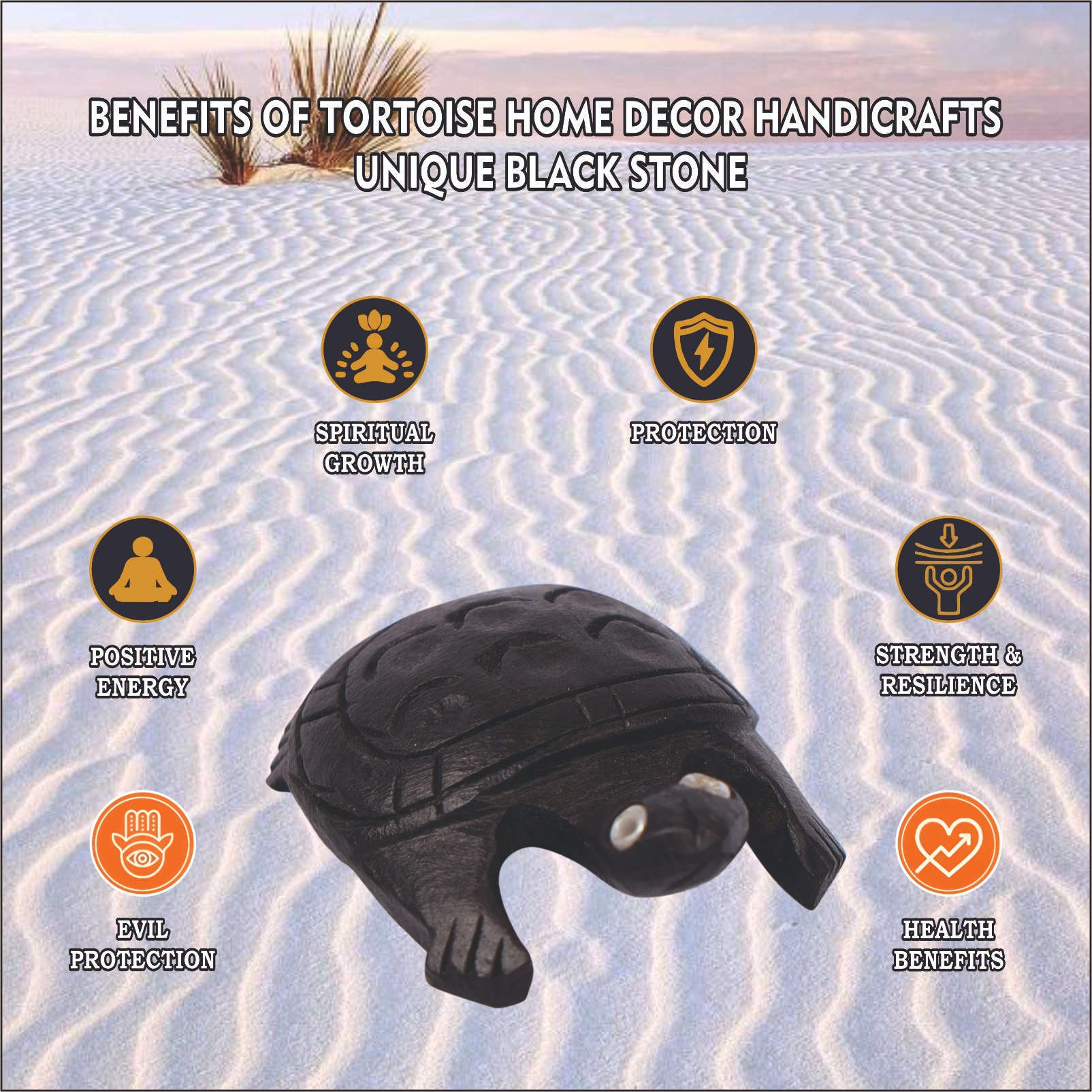 NATURAL TORTOISE HOME DECOR HANDICRAFTS UNIQUE BLACK STONE