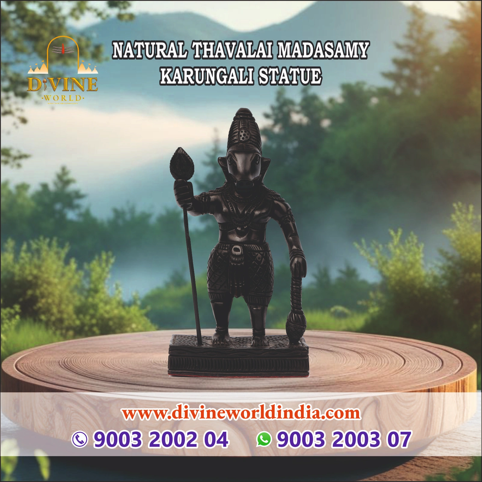 NATURAL THAVALAI MADASAMY KARUNGALI STATUE