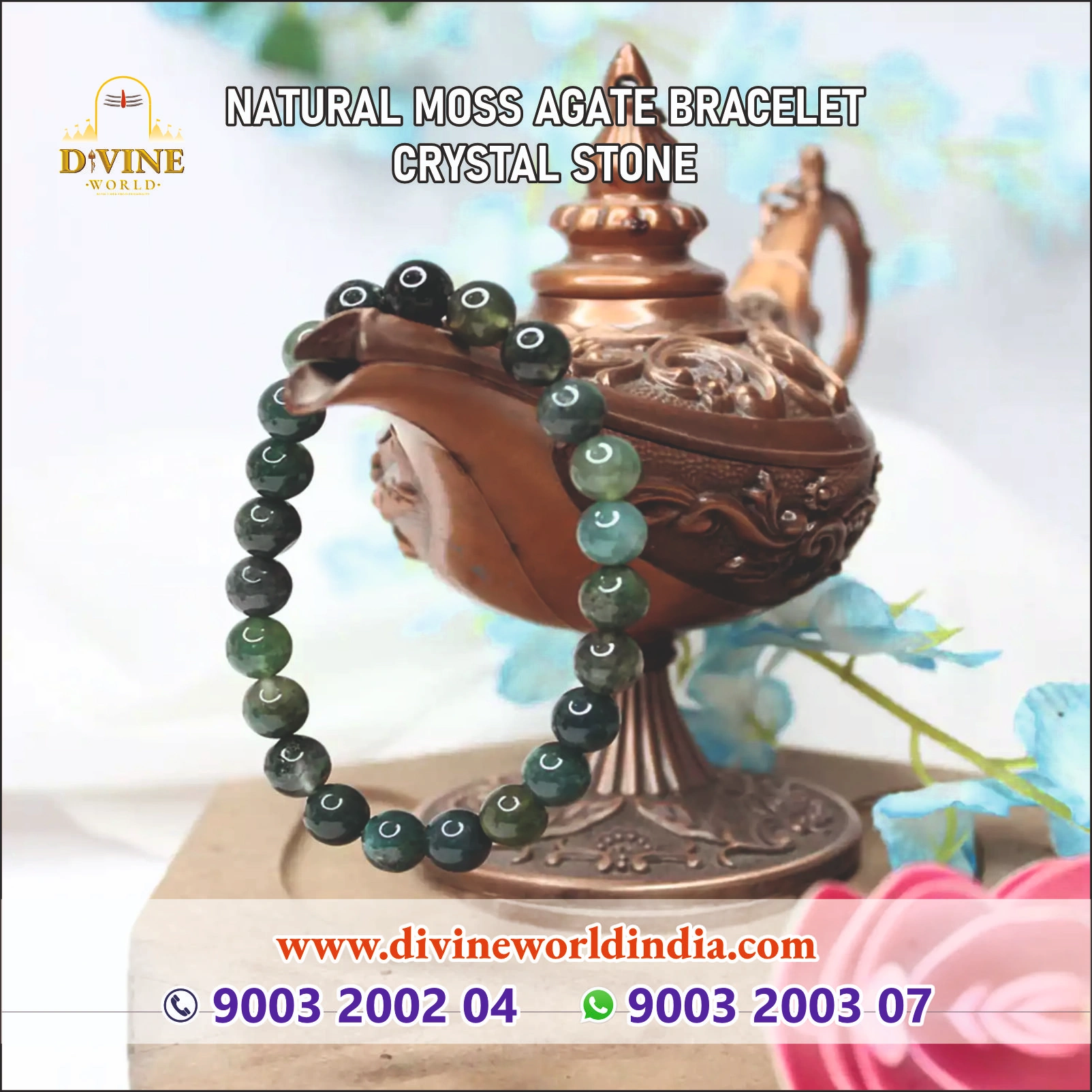 Natural Moss Agate Bracelet Crystal Stone