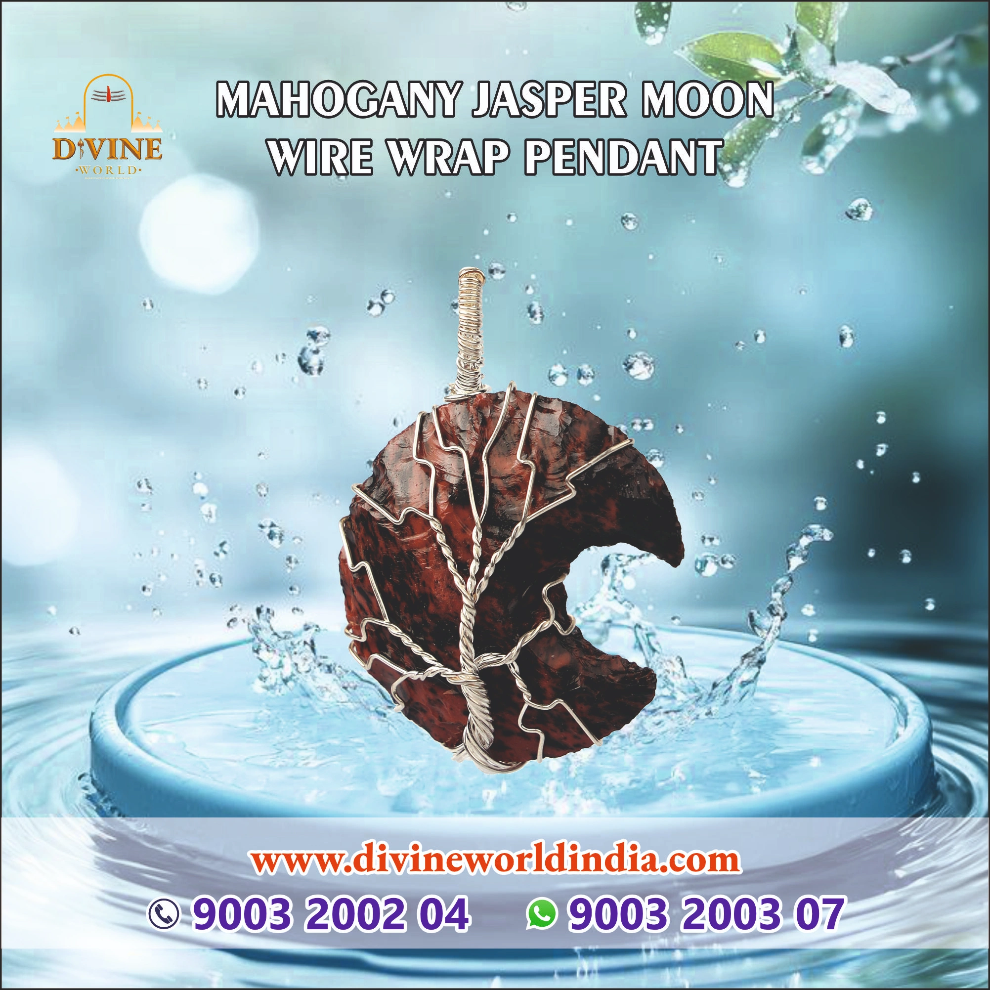   Mahogany Jasper moon wire wrap pendant