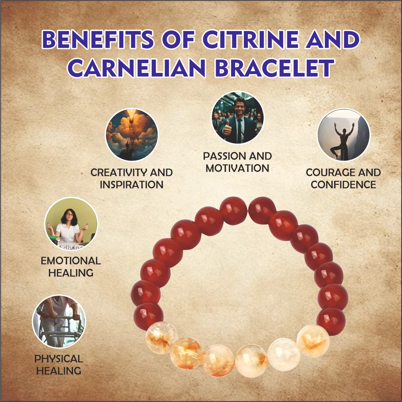 Citrine and Carnelian Bracelet