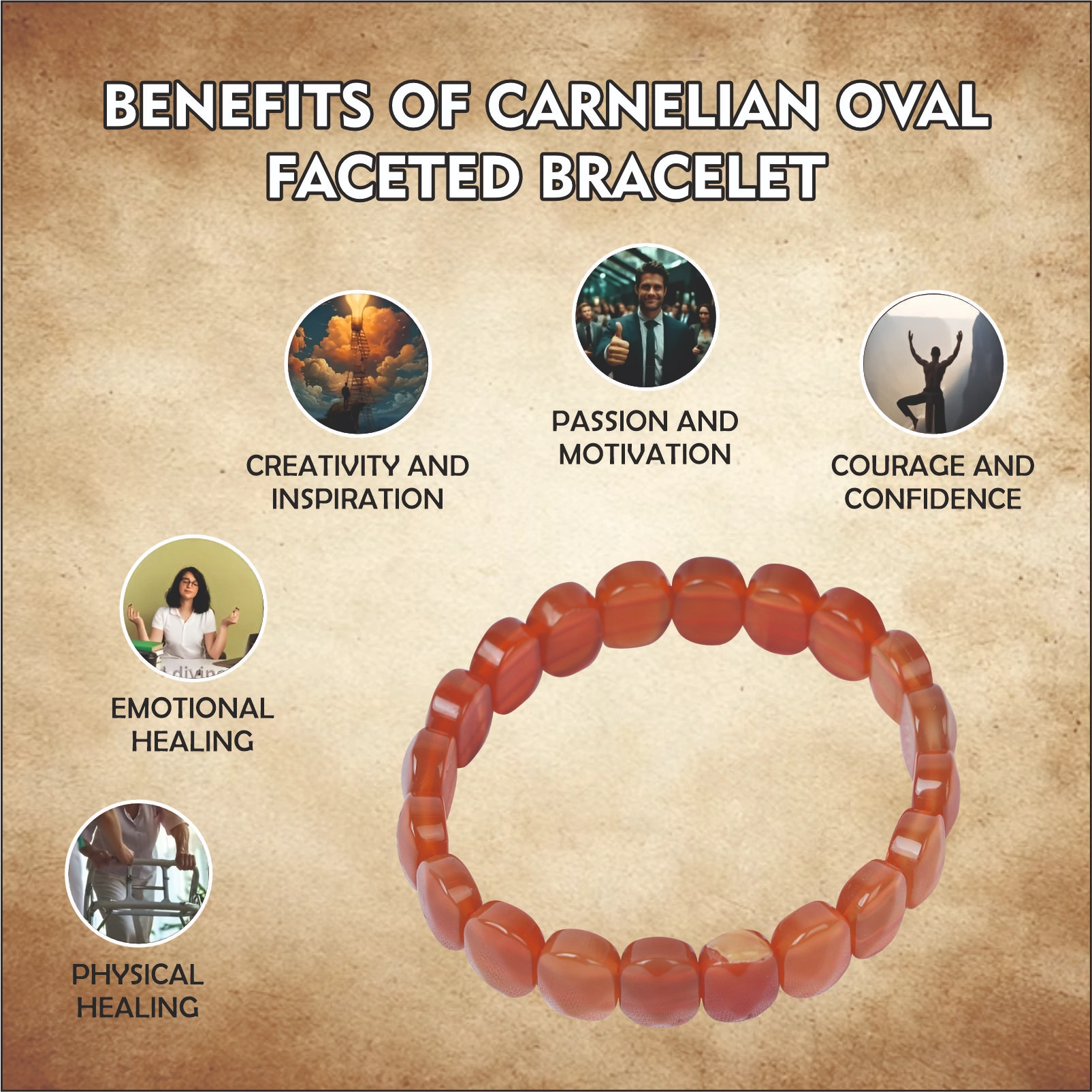 Carnelian Oval Faceted Bracelet