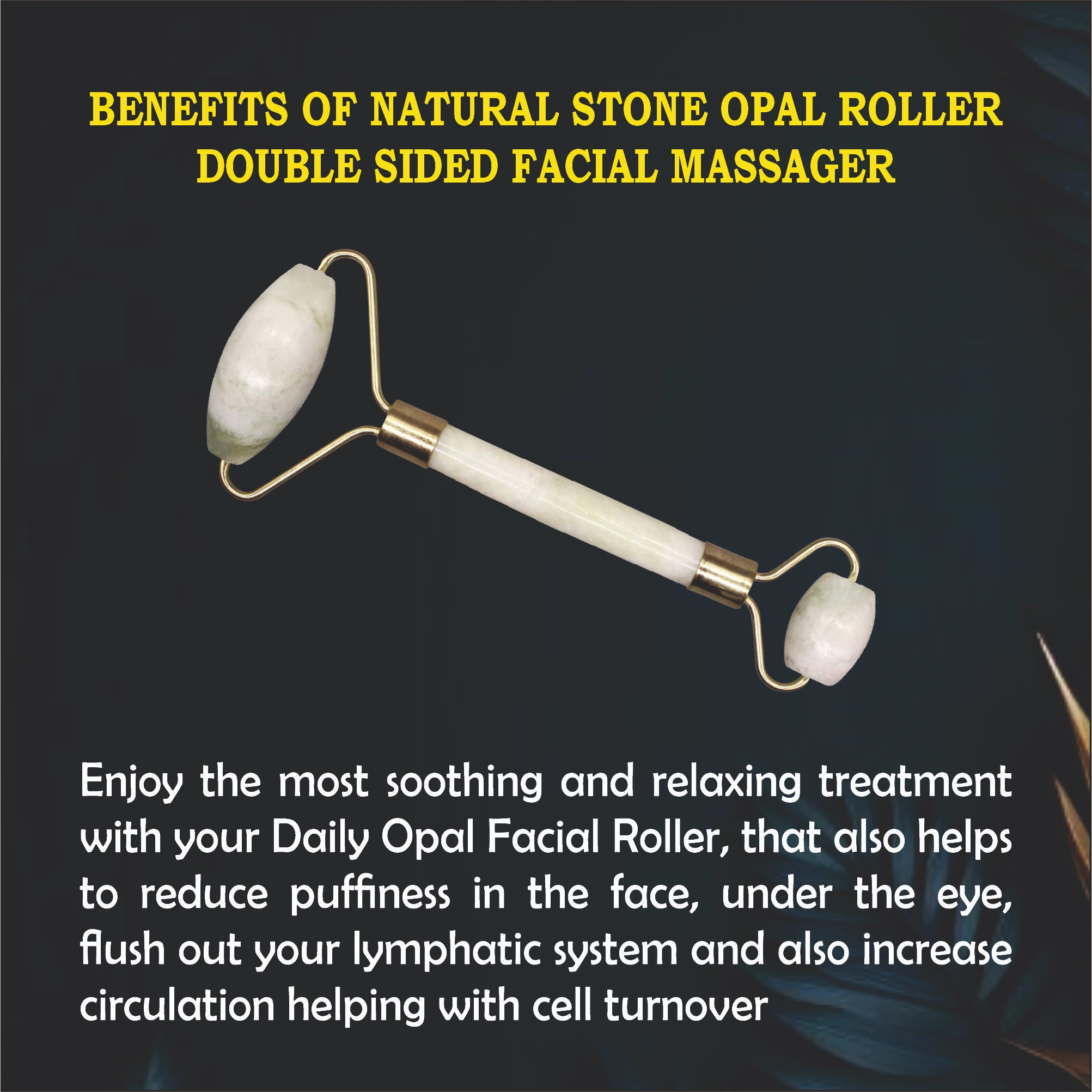 Natural Stone Opal Roller Double Sided Facial Massager 