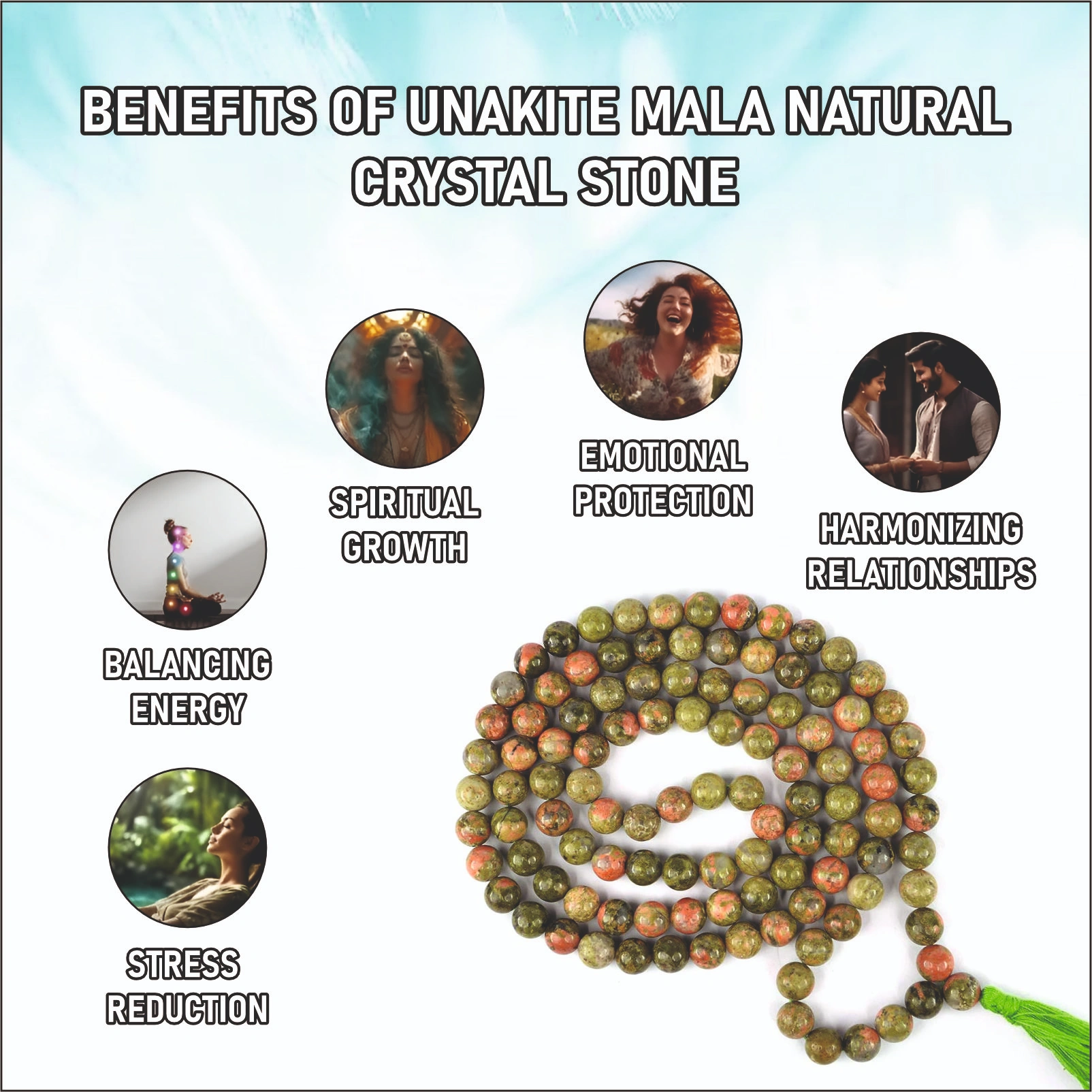 Unakite Crystal Japa Mala Saadi
