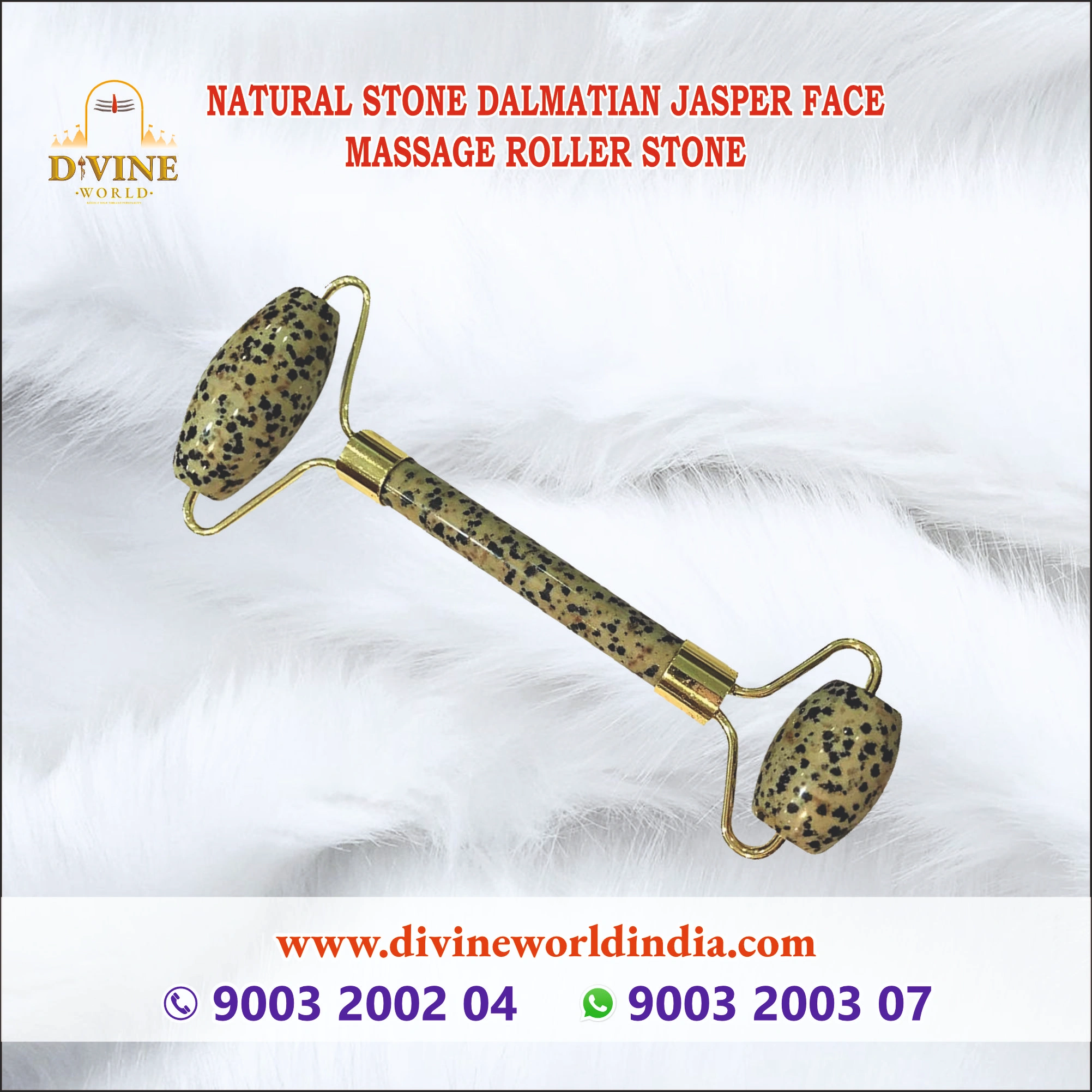 Natural Stone Dalmatian Jasper Face Massage Roller Stone