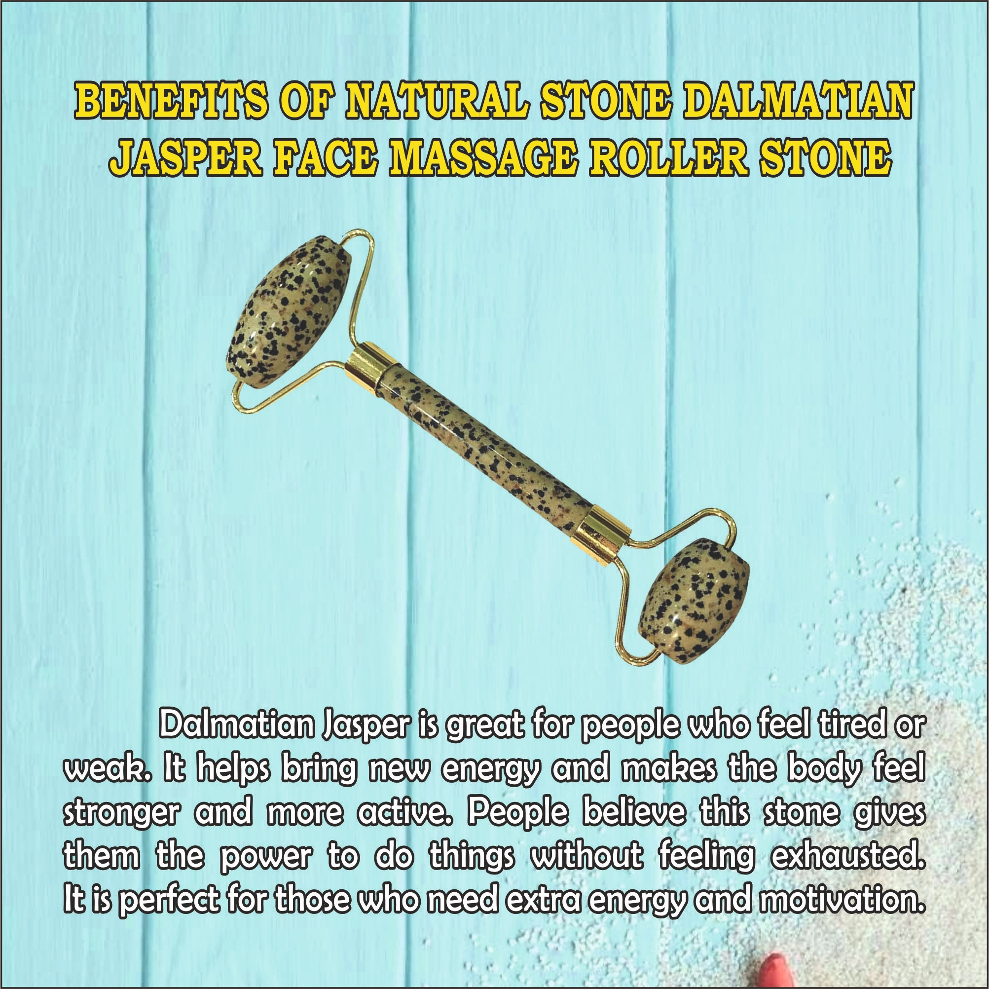 Natural Stone Dalmatian Jasper Face Massage Roller Stone