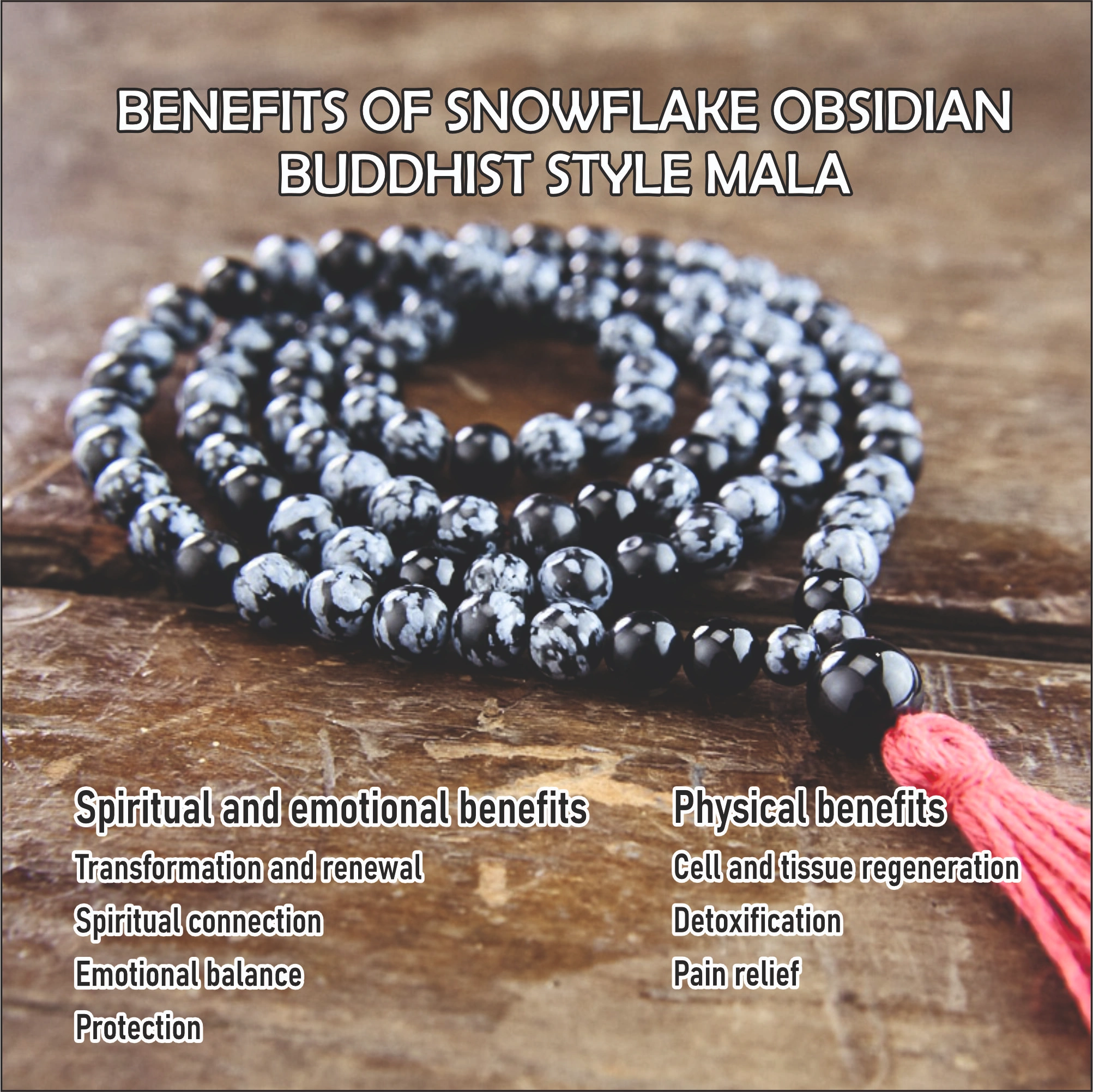 Snowflake Obsidian Buddhist Style Mala