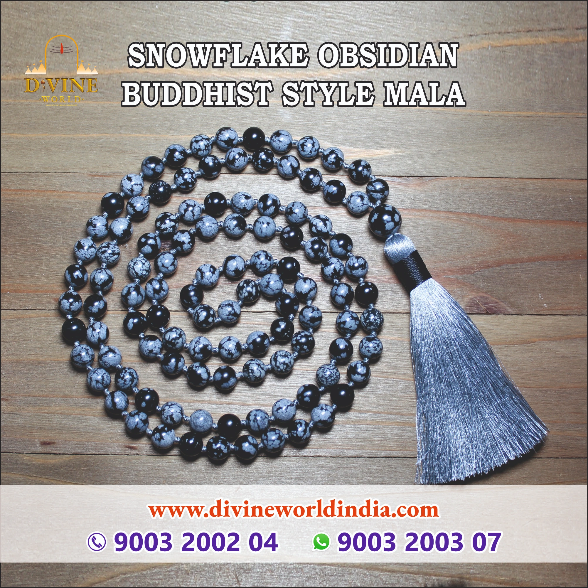 Snowflake Obsidian Buddhist Style Mala