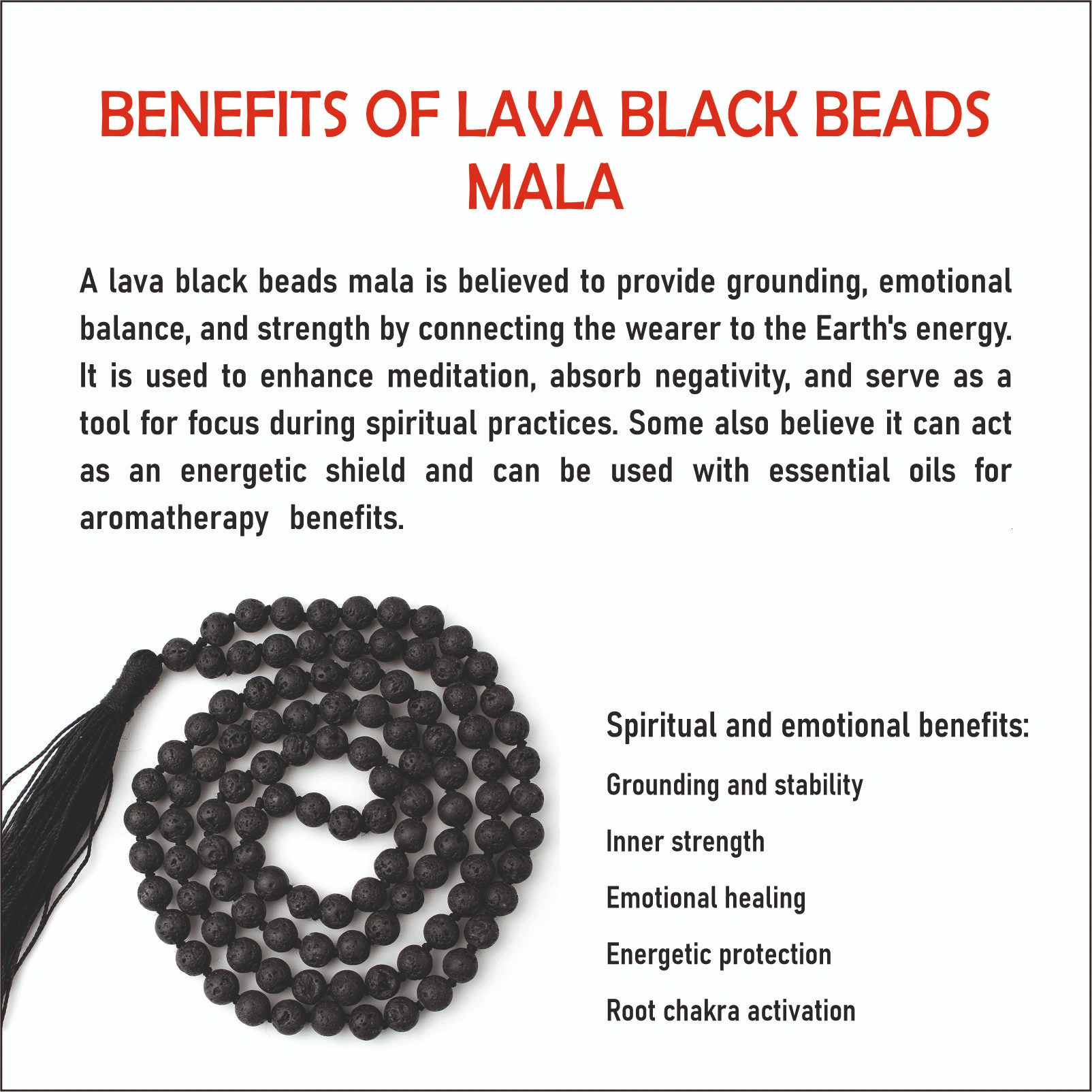 Lava Black Beads Mala