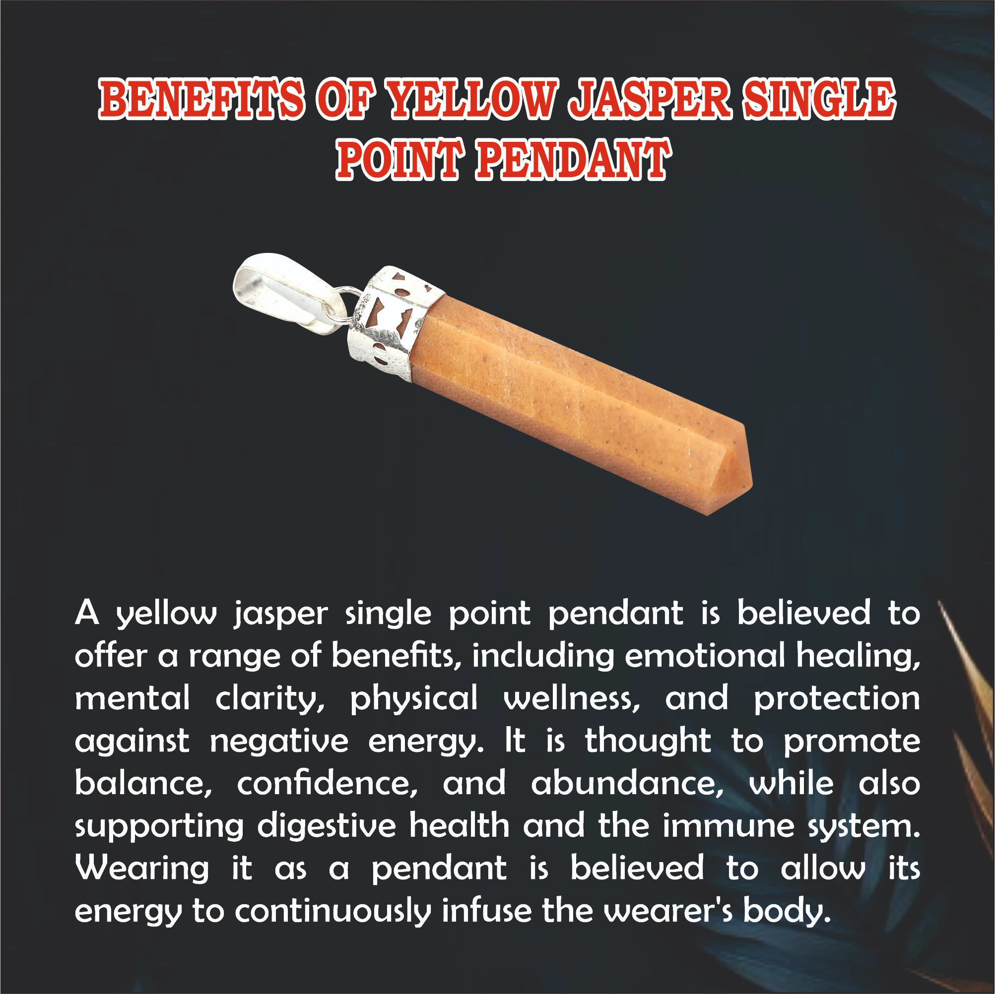 Yellow Jasper Single Point Pendant