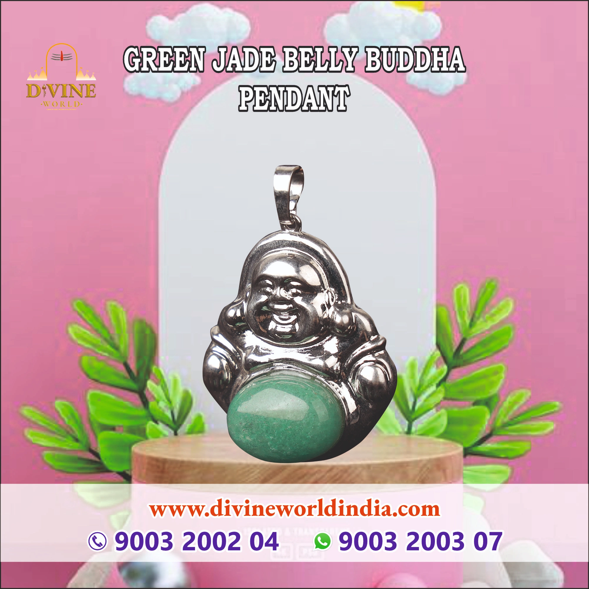 GREEN JADE BELLY BUDDHA  PENDANT