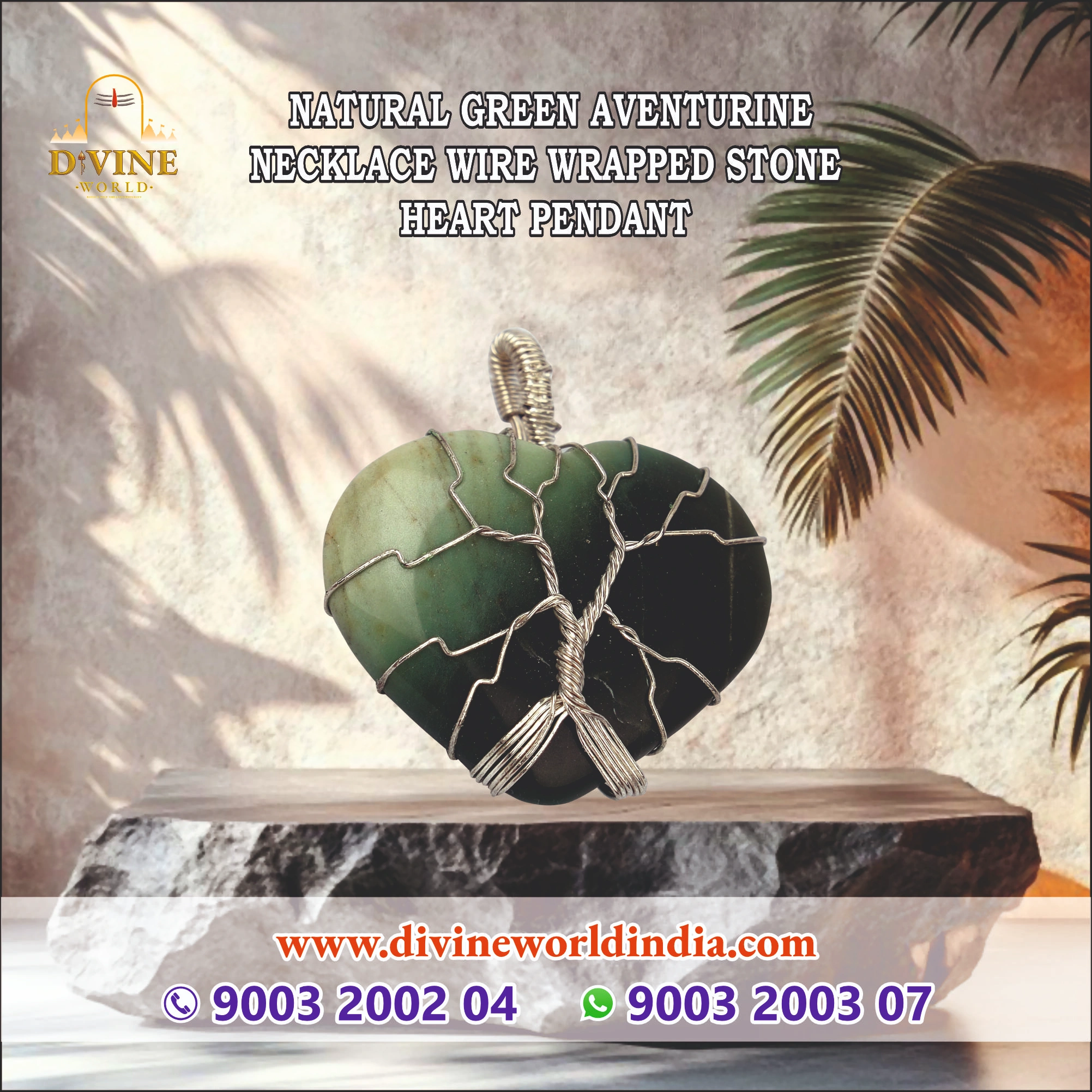  Natural Green Aventurine Necklace Wire Wrapped Stone Heart Pendant