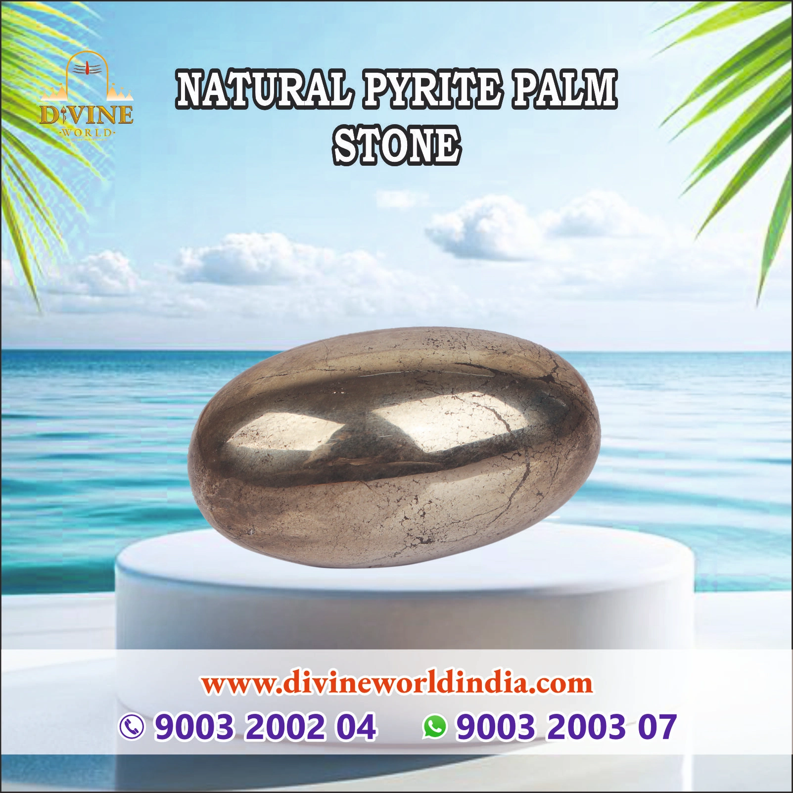 Natural Pyrite Palm Stone