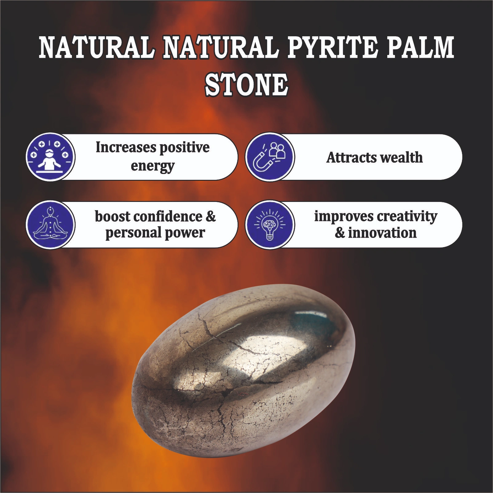 Natural Pyrite Palm Stone