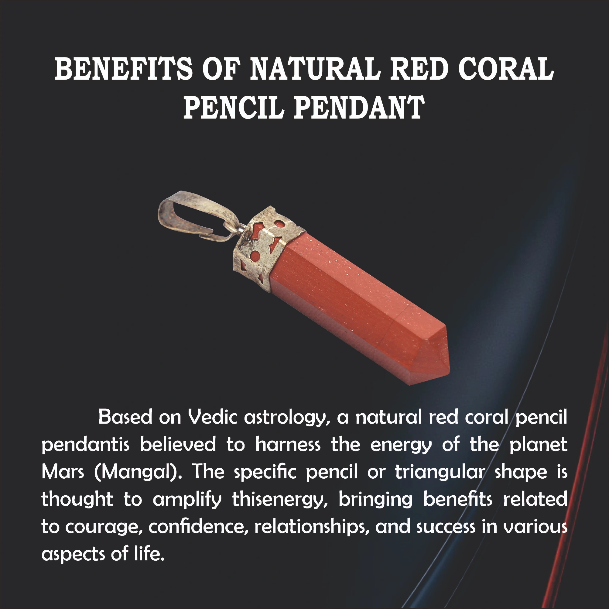 NATURAL RED CORAL PENCIL PENDANT