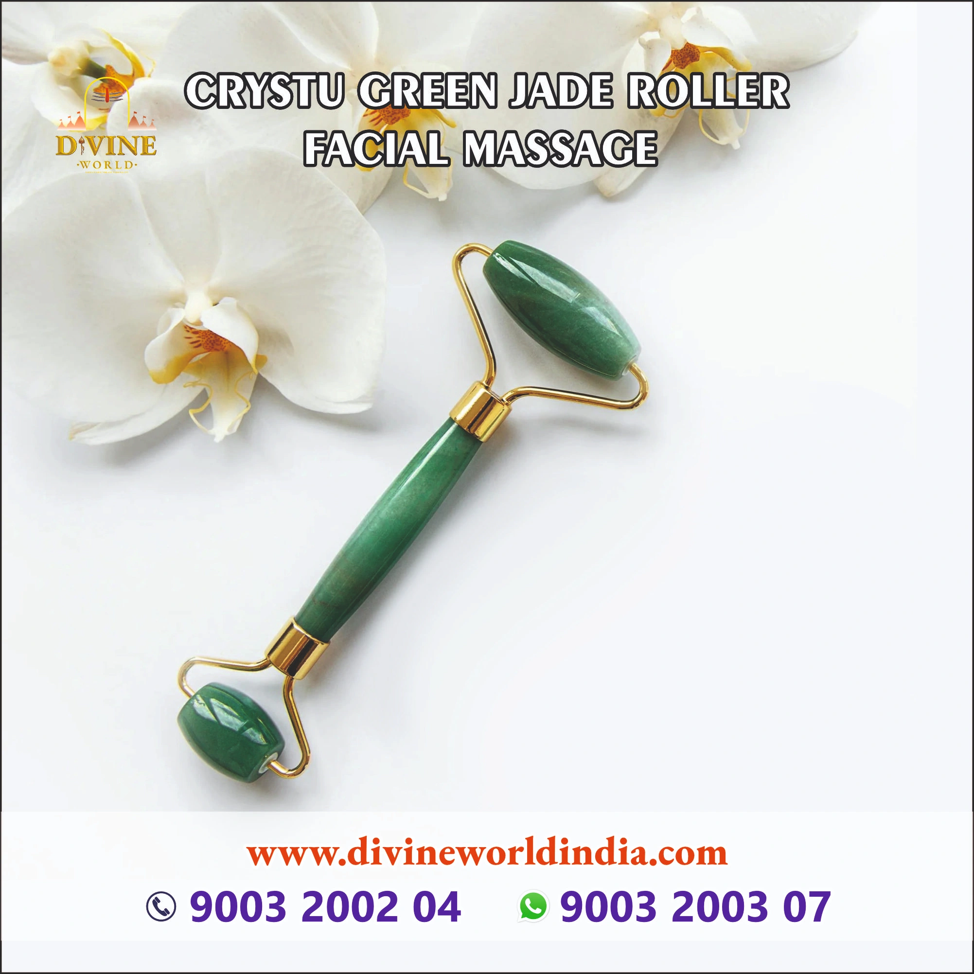 Crystu Green Jade Roller Facial Massage