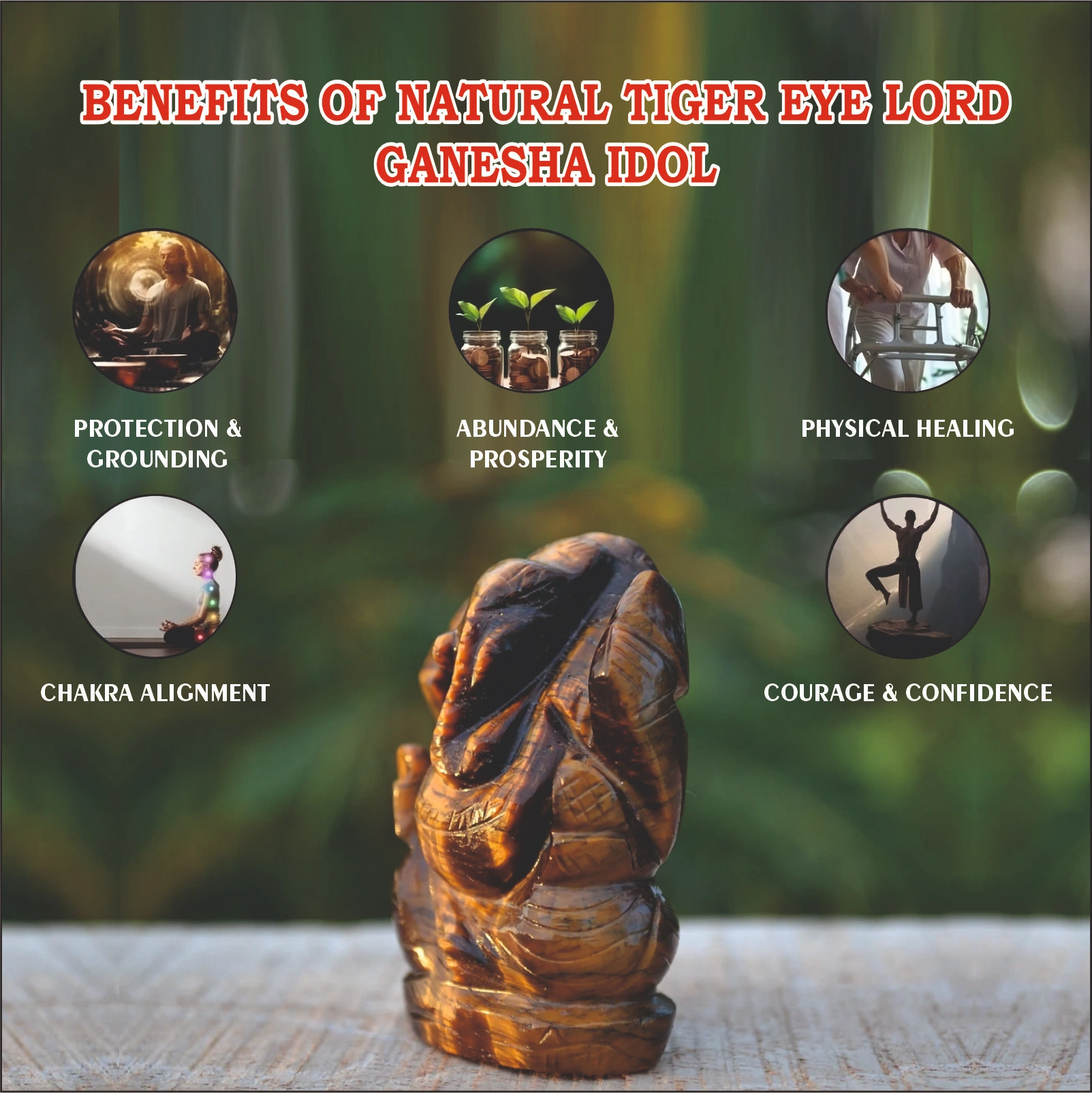 Natural Tiger Eye Lord  Ganesha Idol