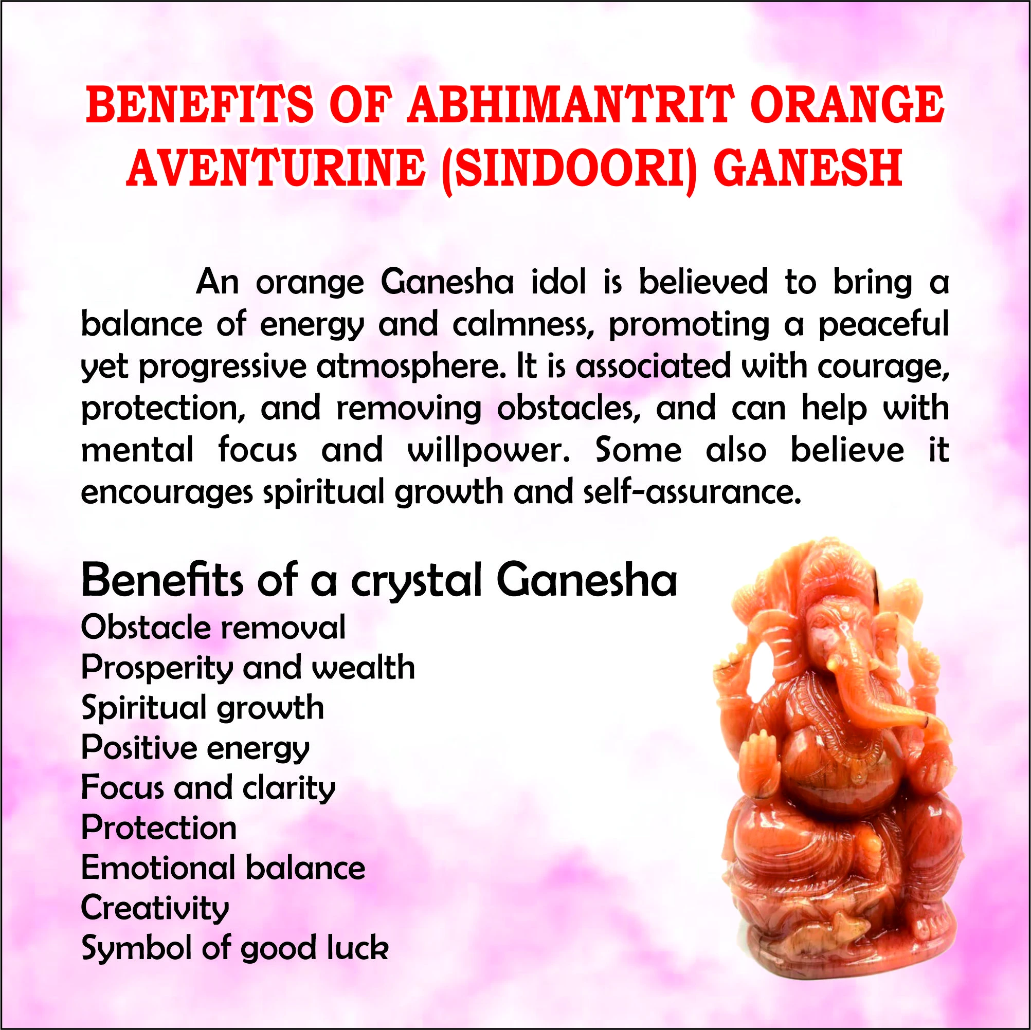 Abhimantrit Orange Aventurine (Sindoori) Ganesh