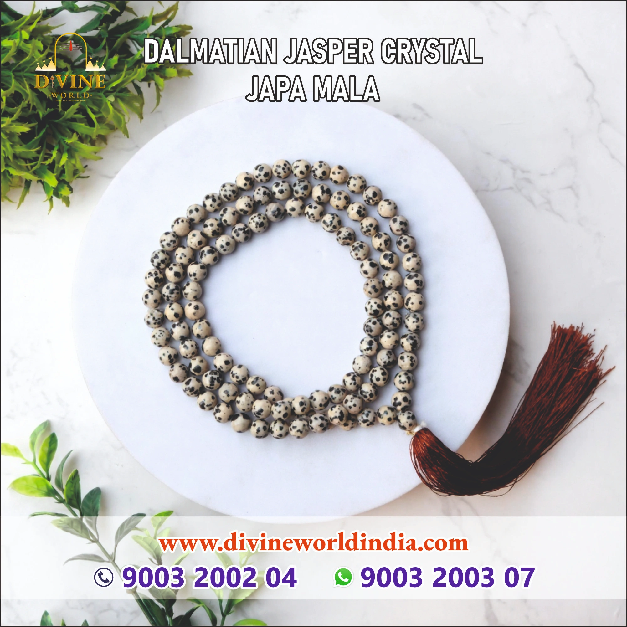Dalmatian Jasper Crystal Japa Mala 