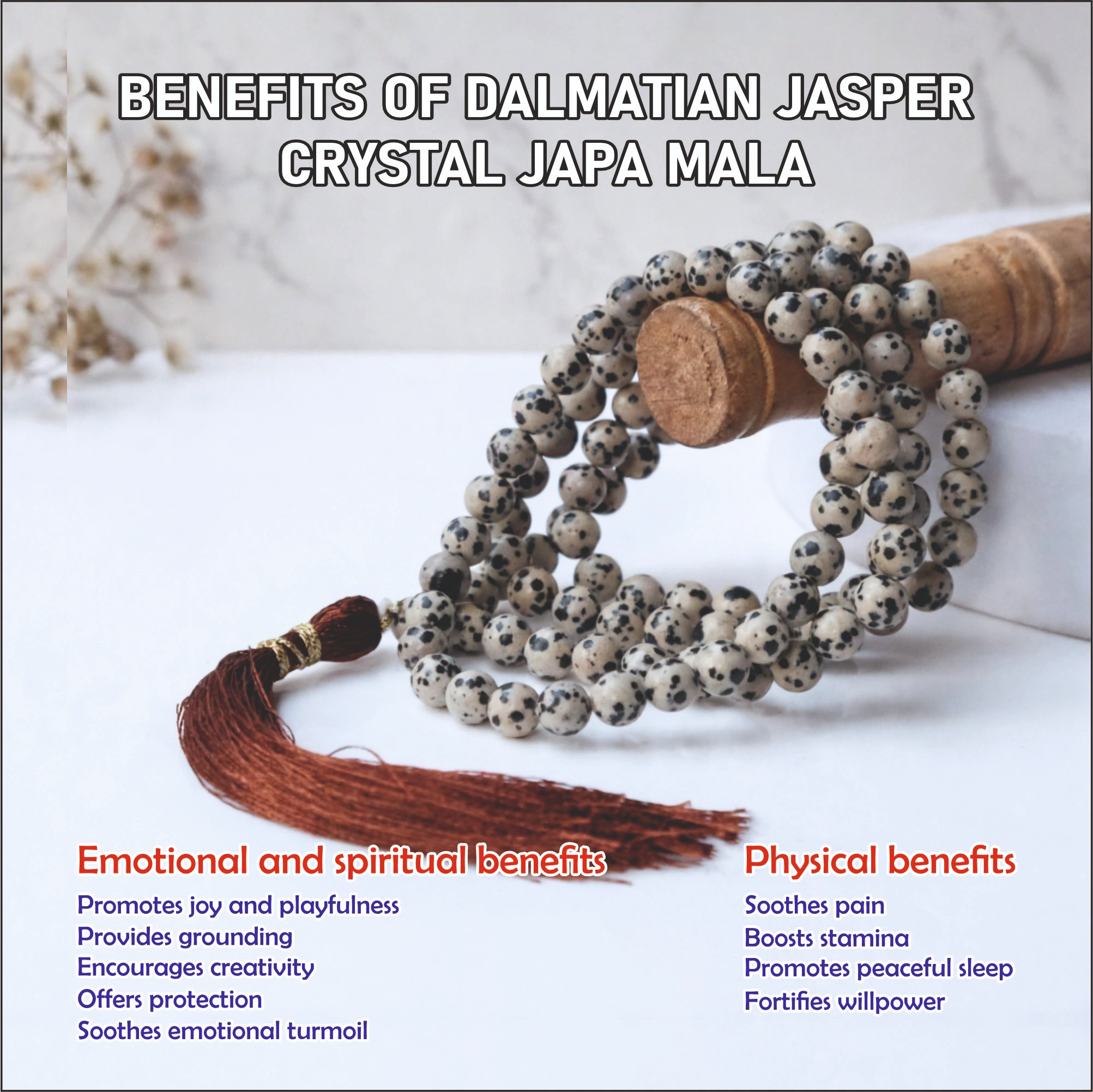 Dalmatian Jasper Crystal Japa Mala 