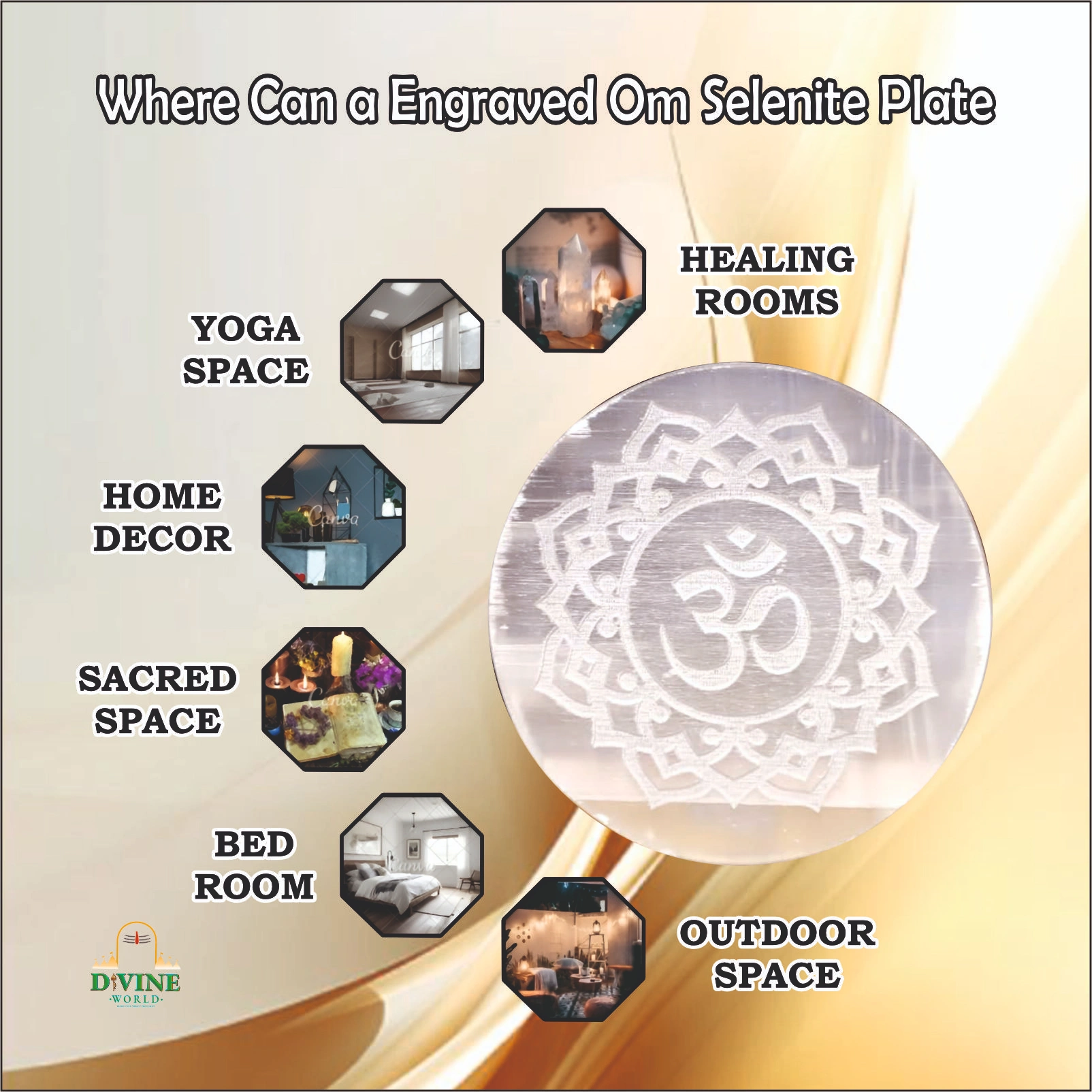 ENGRAVED OM SELENITE  PLATE