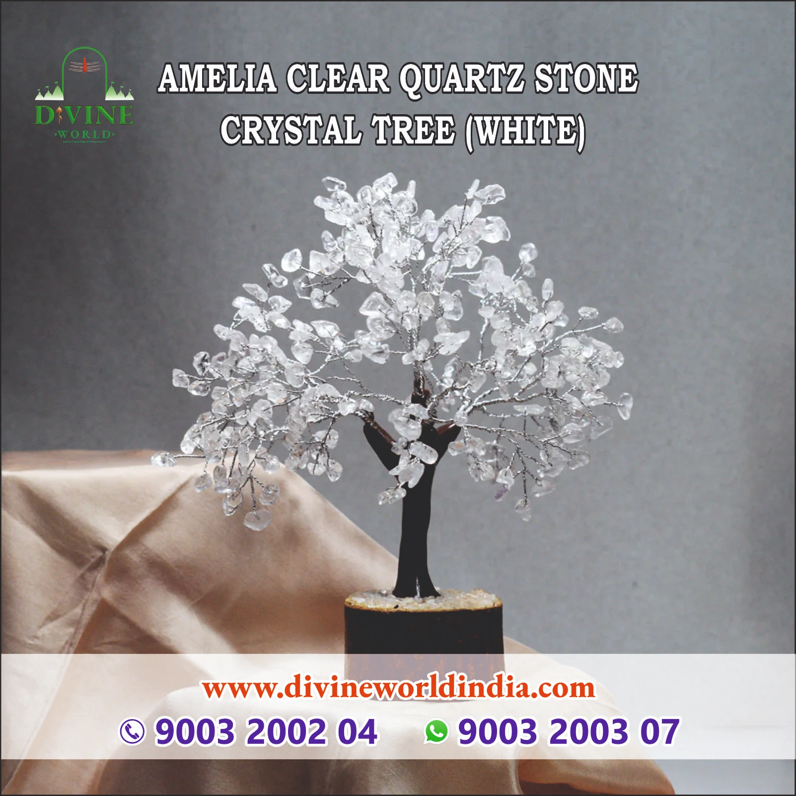 Clear Quartz Stone Crystal Tree (White)