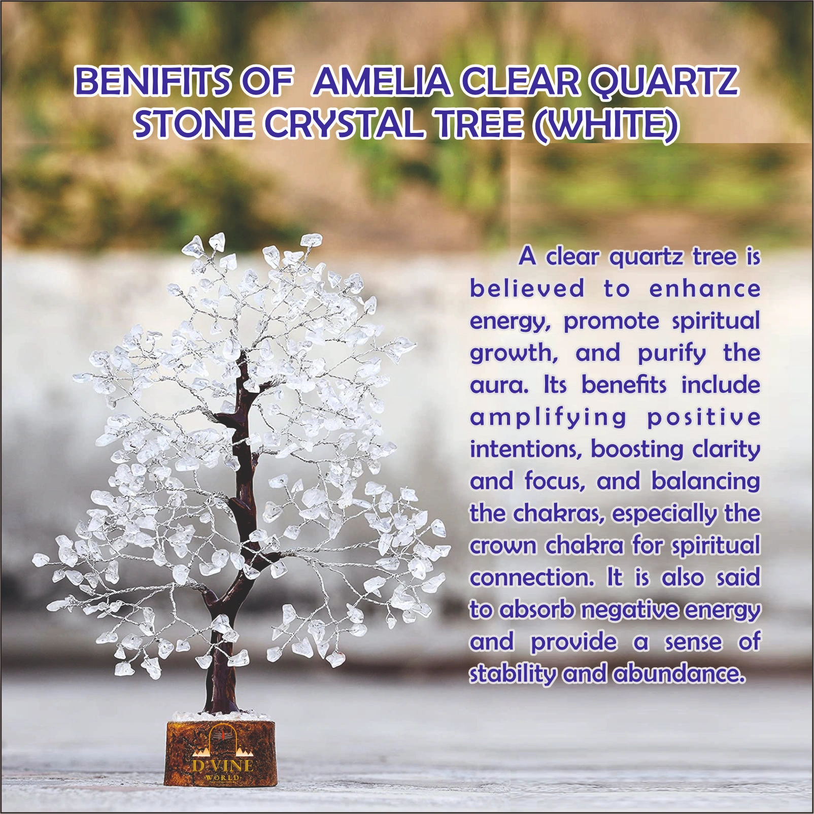 Clear Quartz Stone Crystal Tree (White)