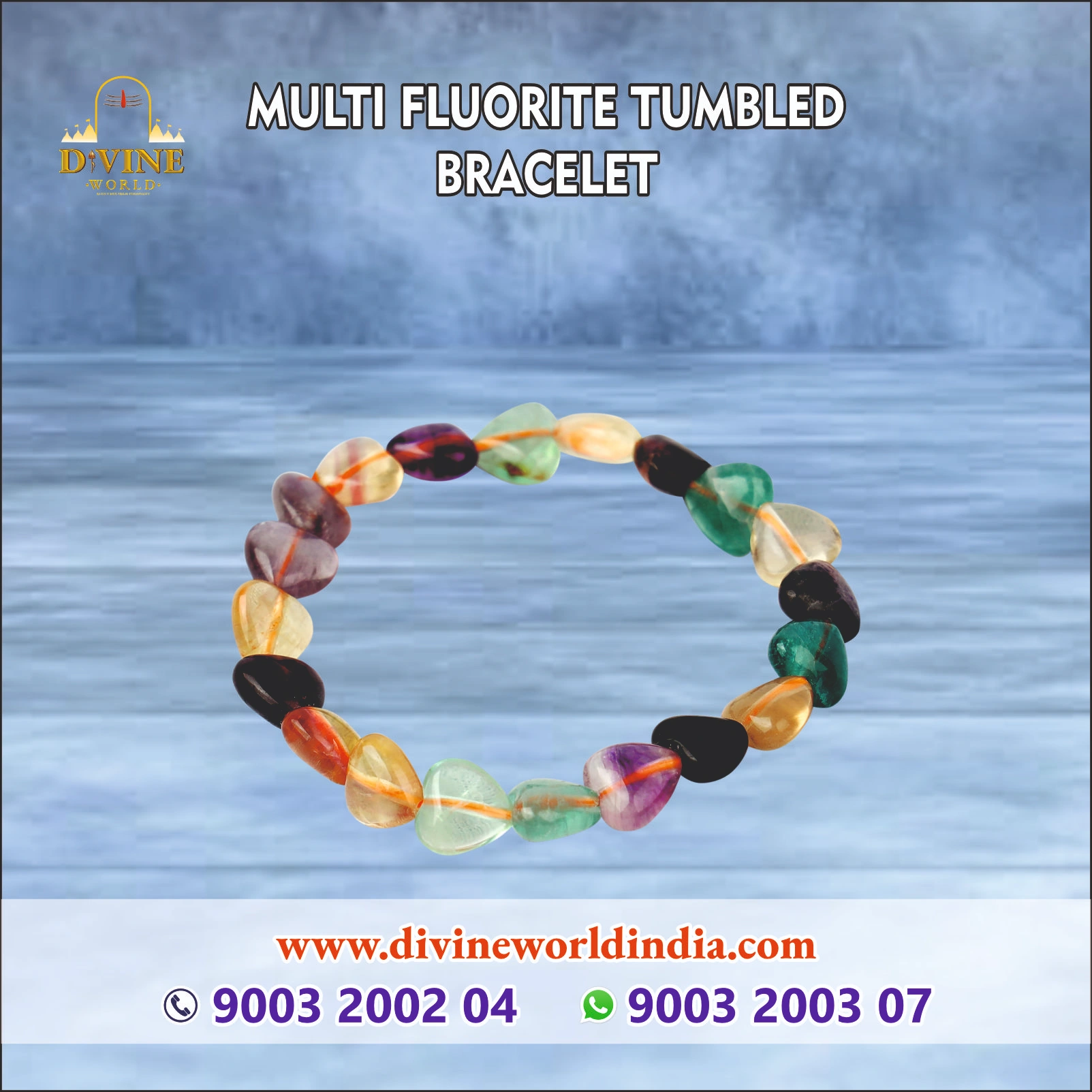 Multi Fluorite Tumbled Bracelet 