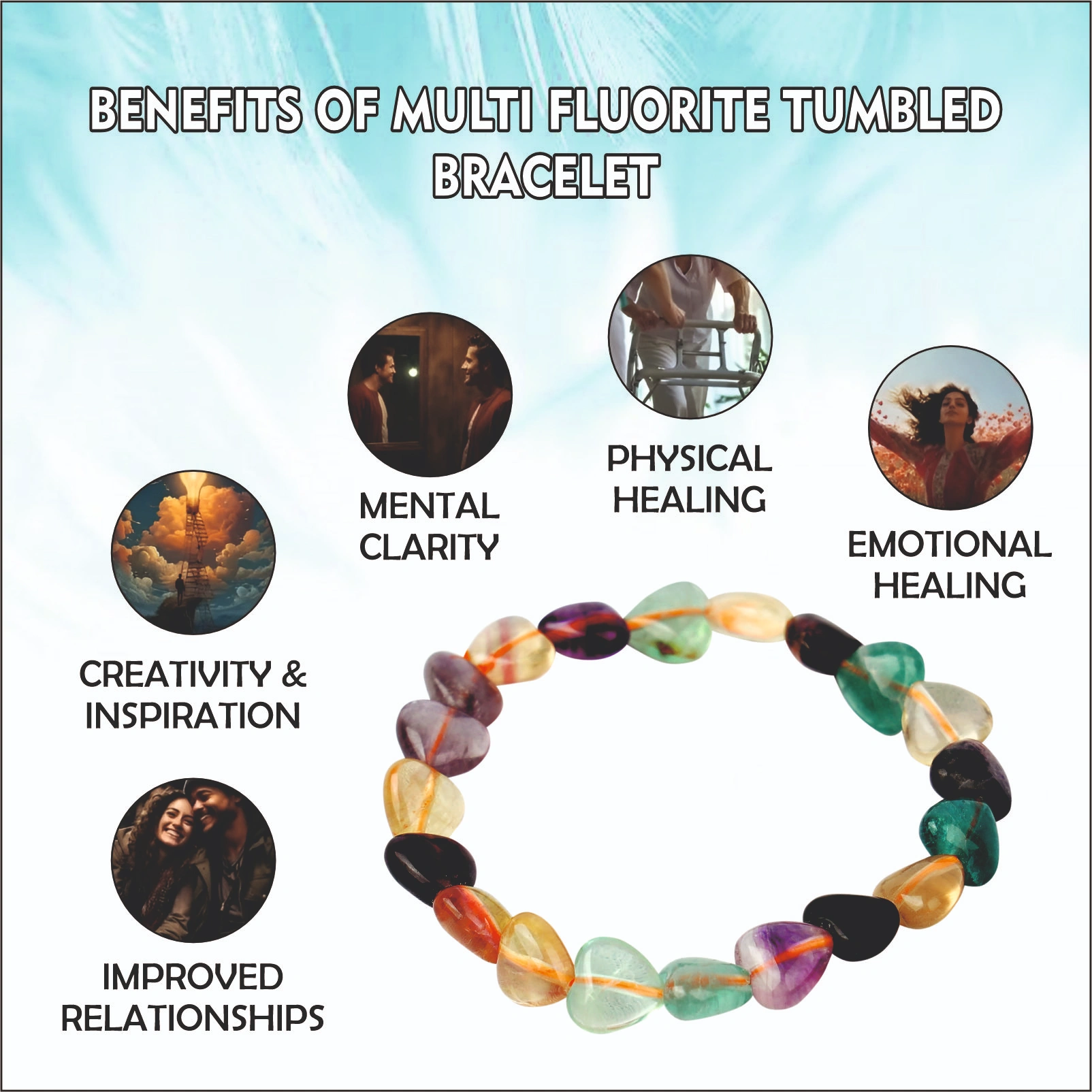 Multi Fluorite Tumbled Bracelet 