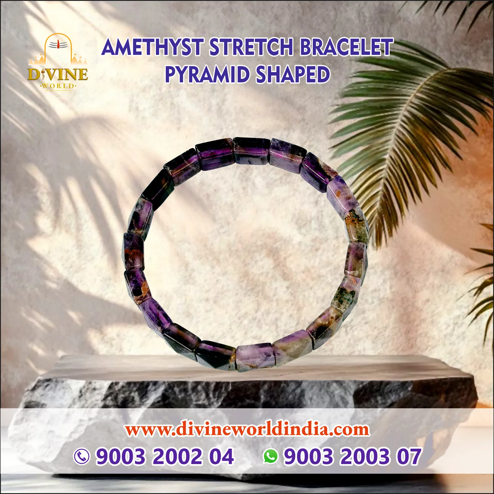 Amethyst Pyramid Shaped Bracelet 