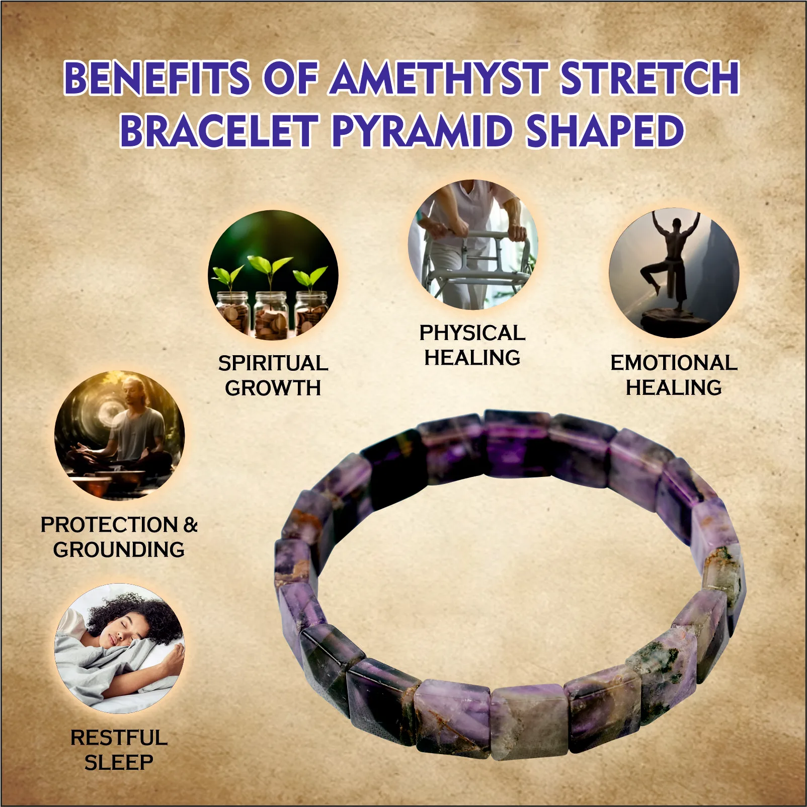 Amethyst Pyramid Shaped Bracelet 