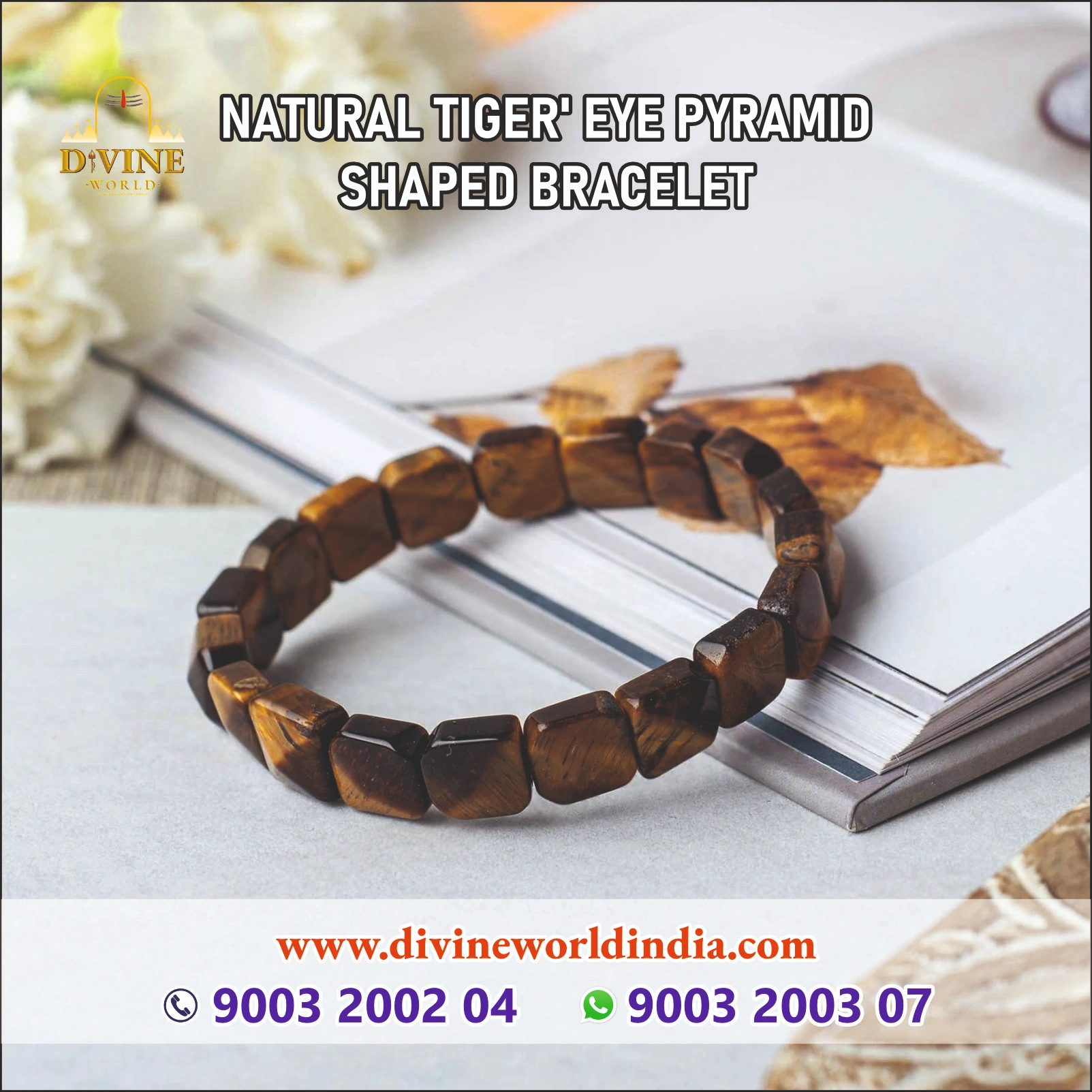 Natural Tiger Eye Pyramid Shaped Bracelet