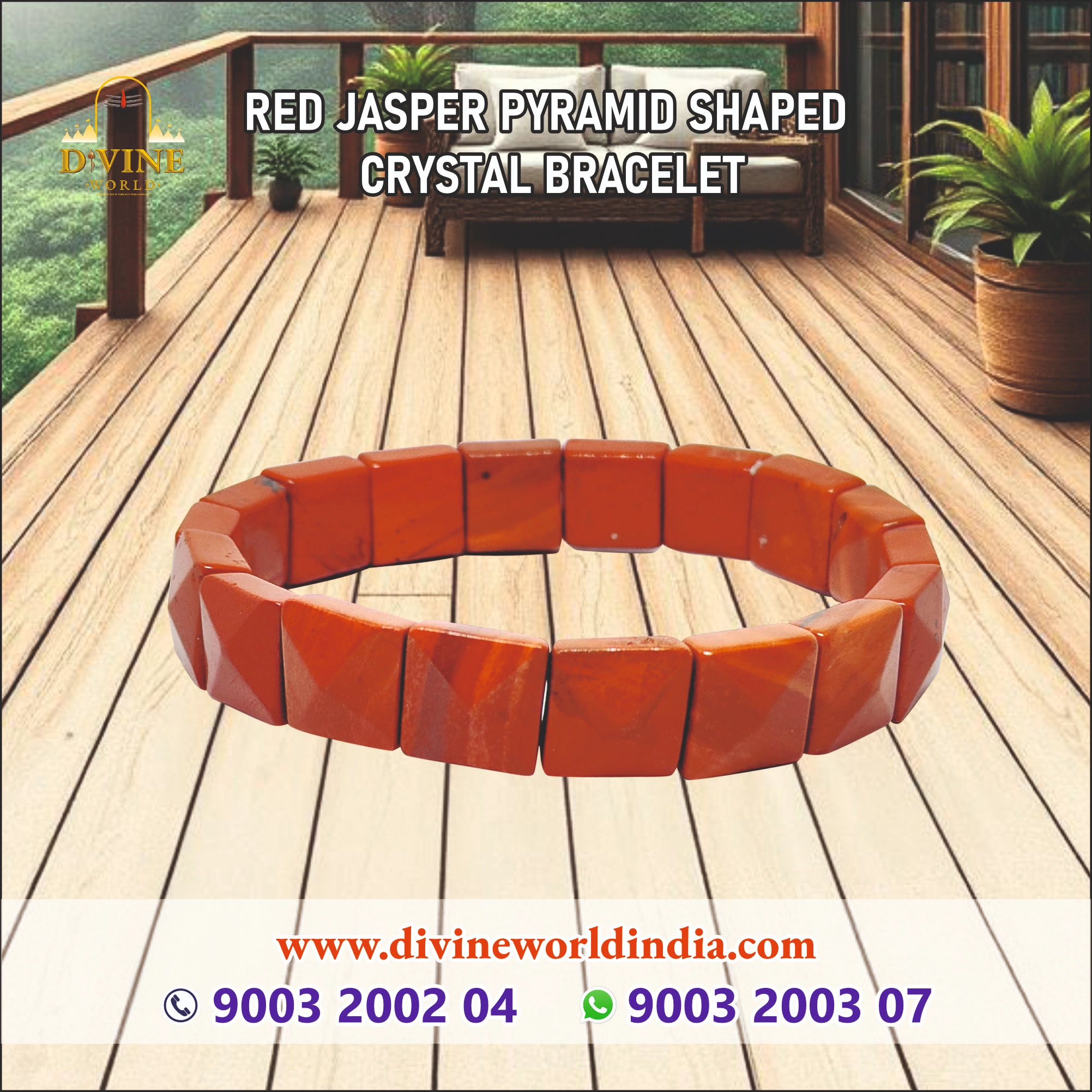 Red Jasper Pyramid Shaped Crystal Bracelet