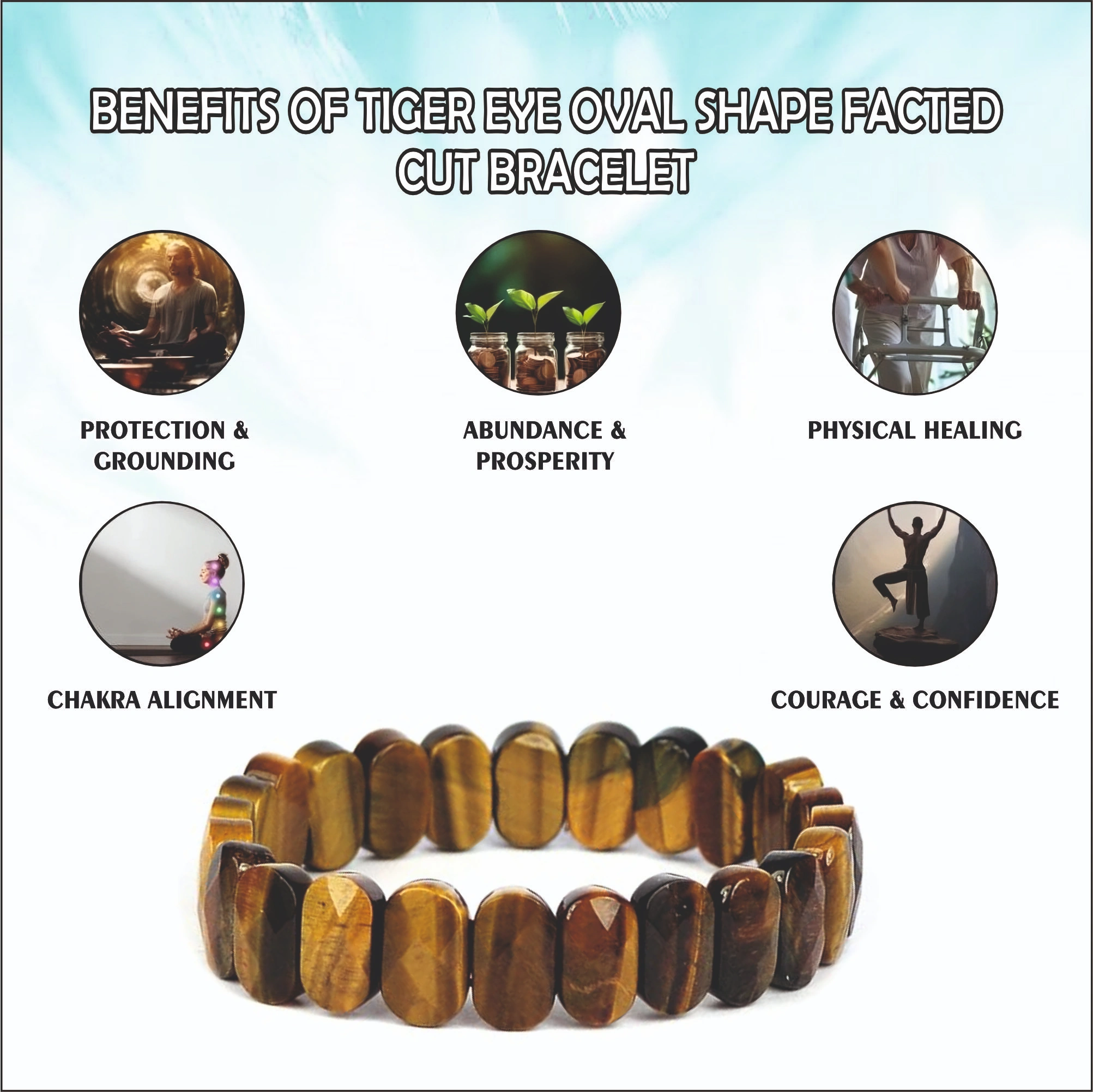 Tiger Eye Oval Shape Faceted Cut Bracelet