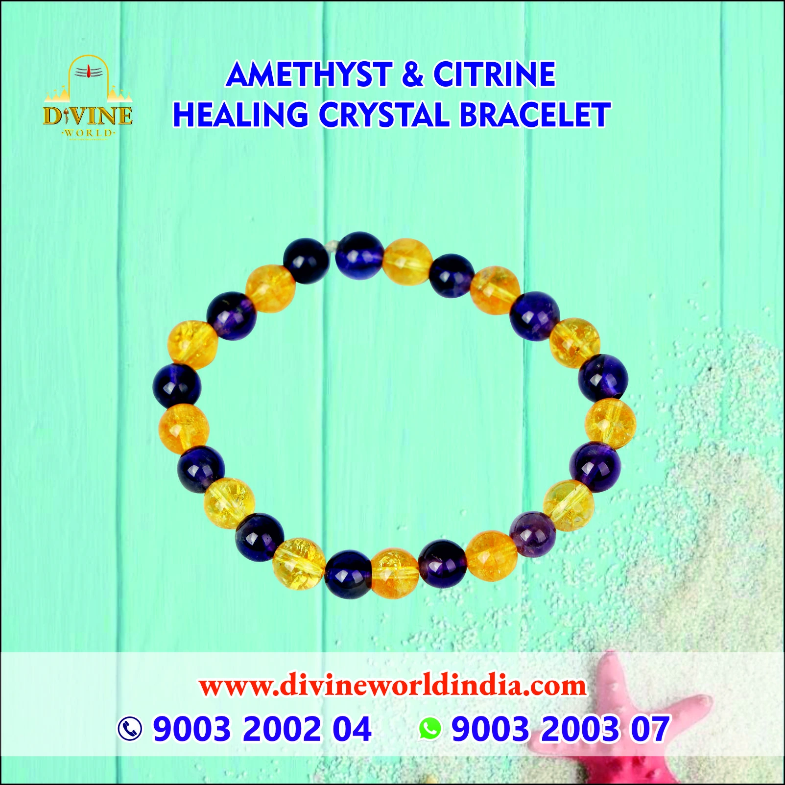 Amethyst & Citrine Healing Crystal Bracelet