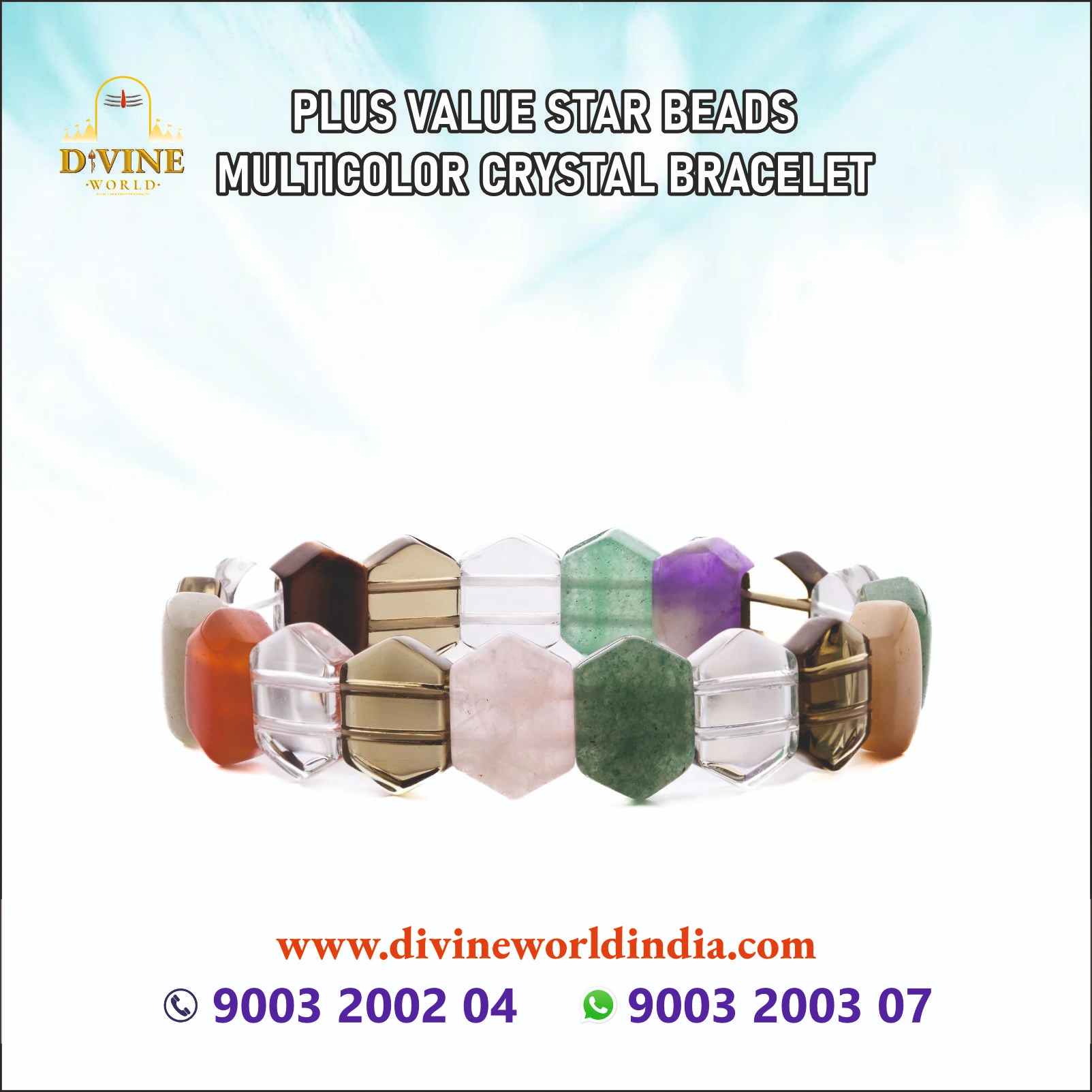 Star Beads Multi Color Reiki Healing Crystal Bracelet