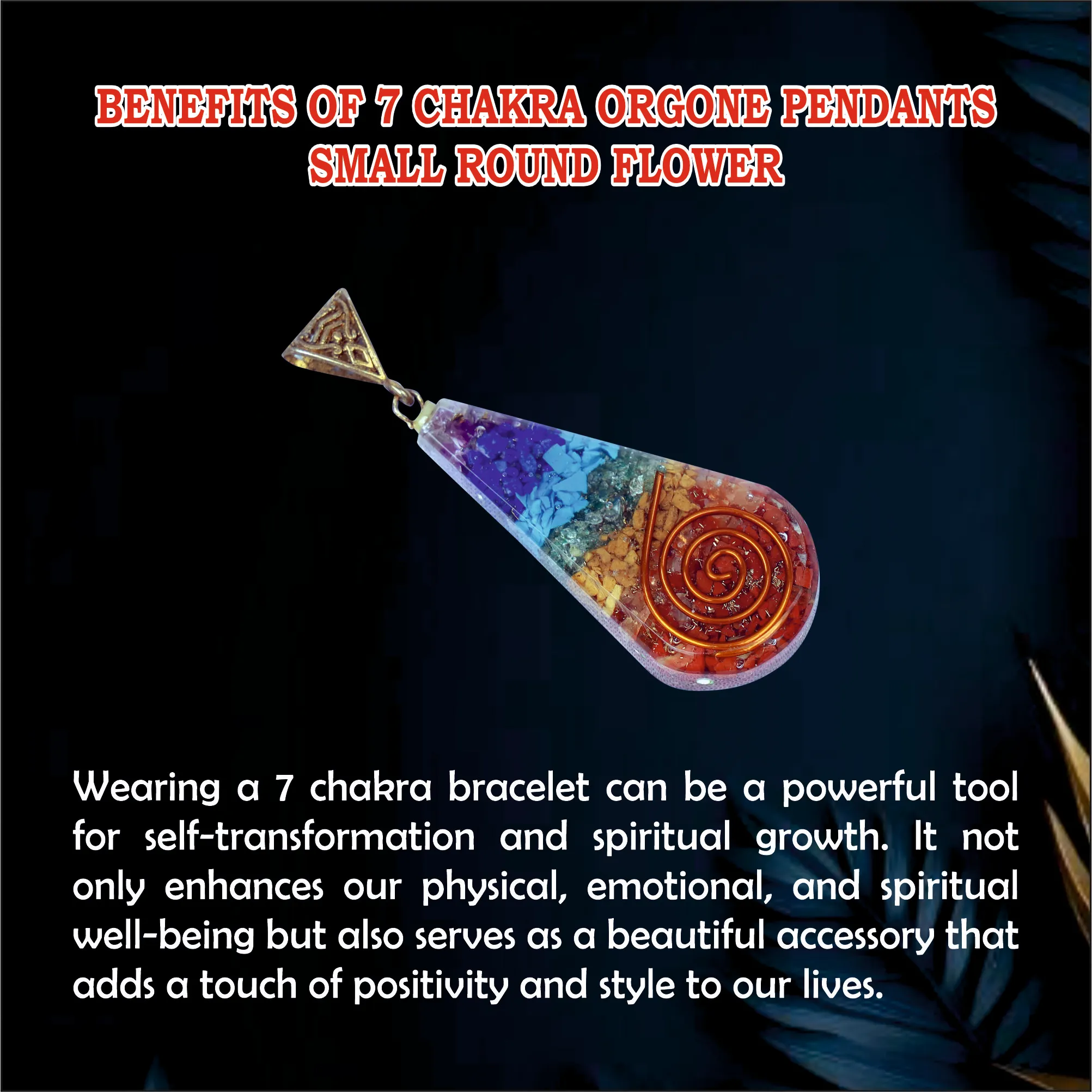 7 CHAKRA ORGONE PENDANTS  SMALL ROUND FLOWER