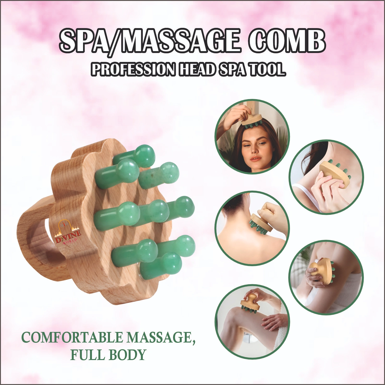 Green Aventurine Scalp Massager Tool