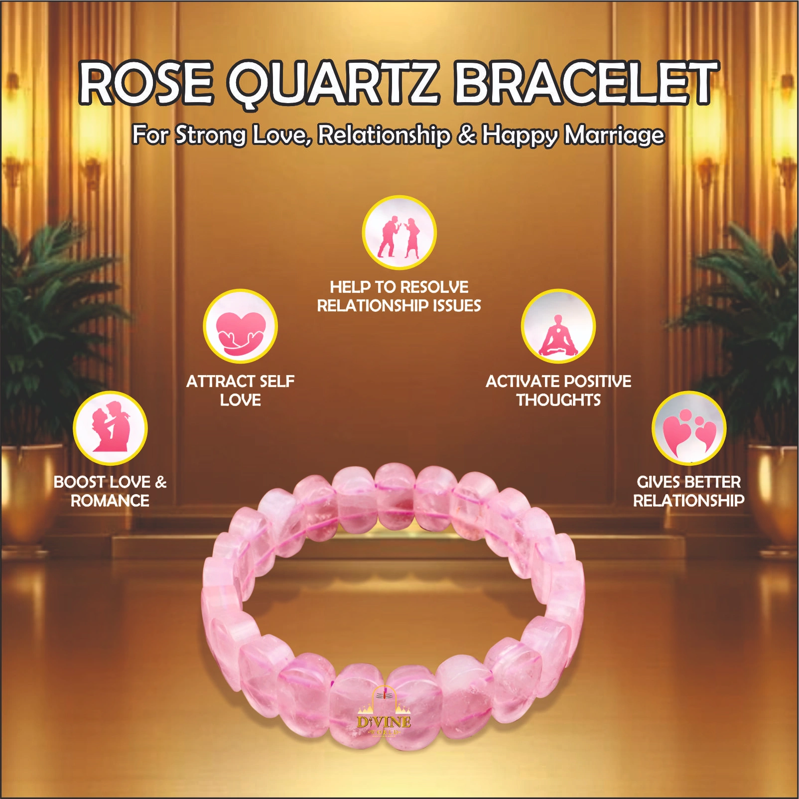 ROSE QUARTZ OVEL SHAPE BRACELET 