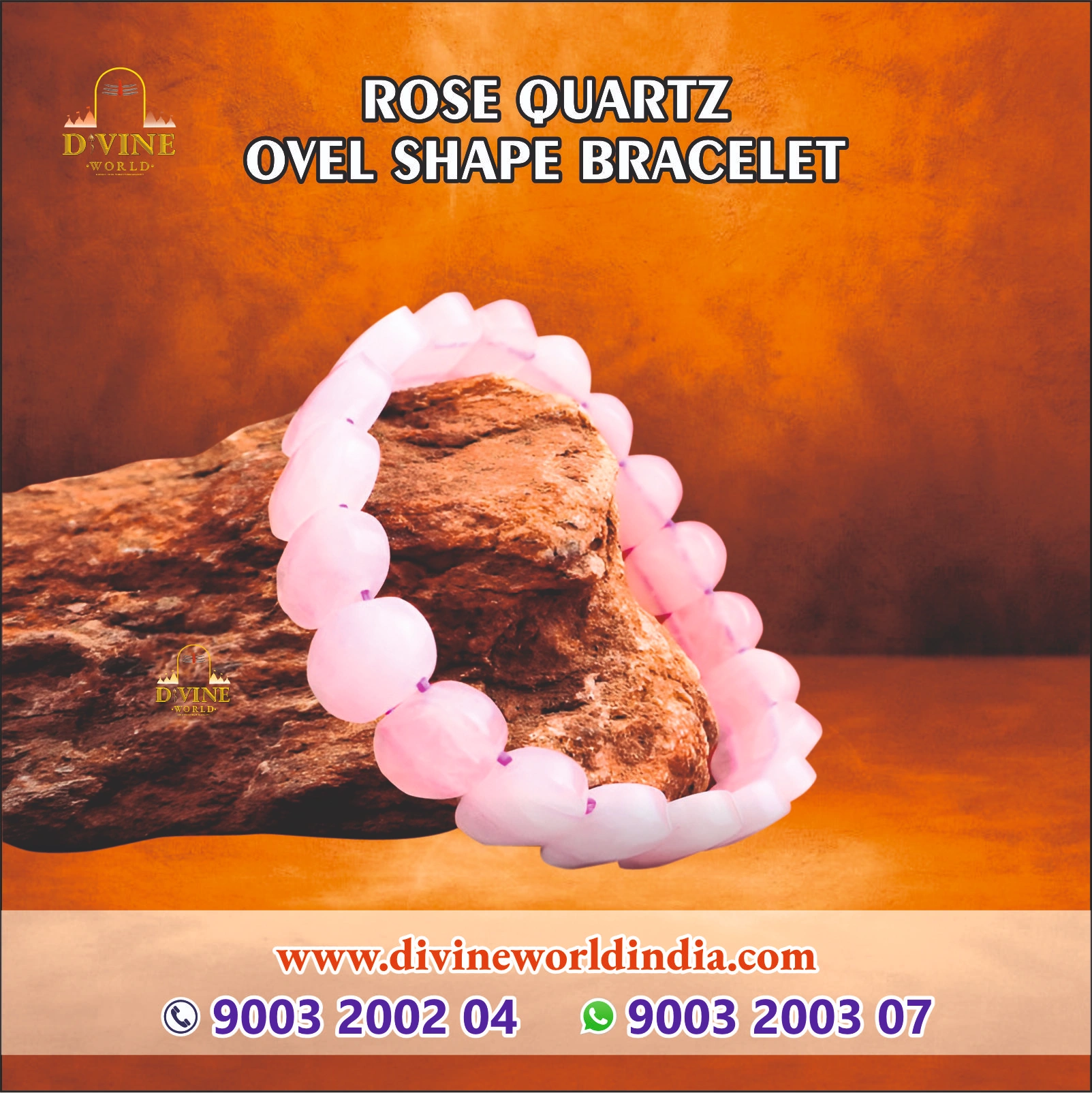 ROSE QUARTZ OVEL SHAPE BRACELET 