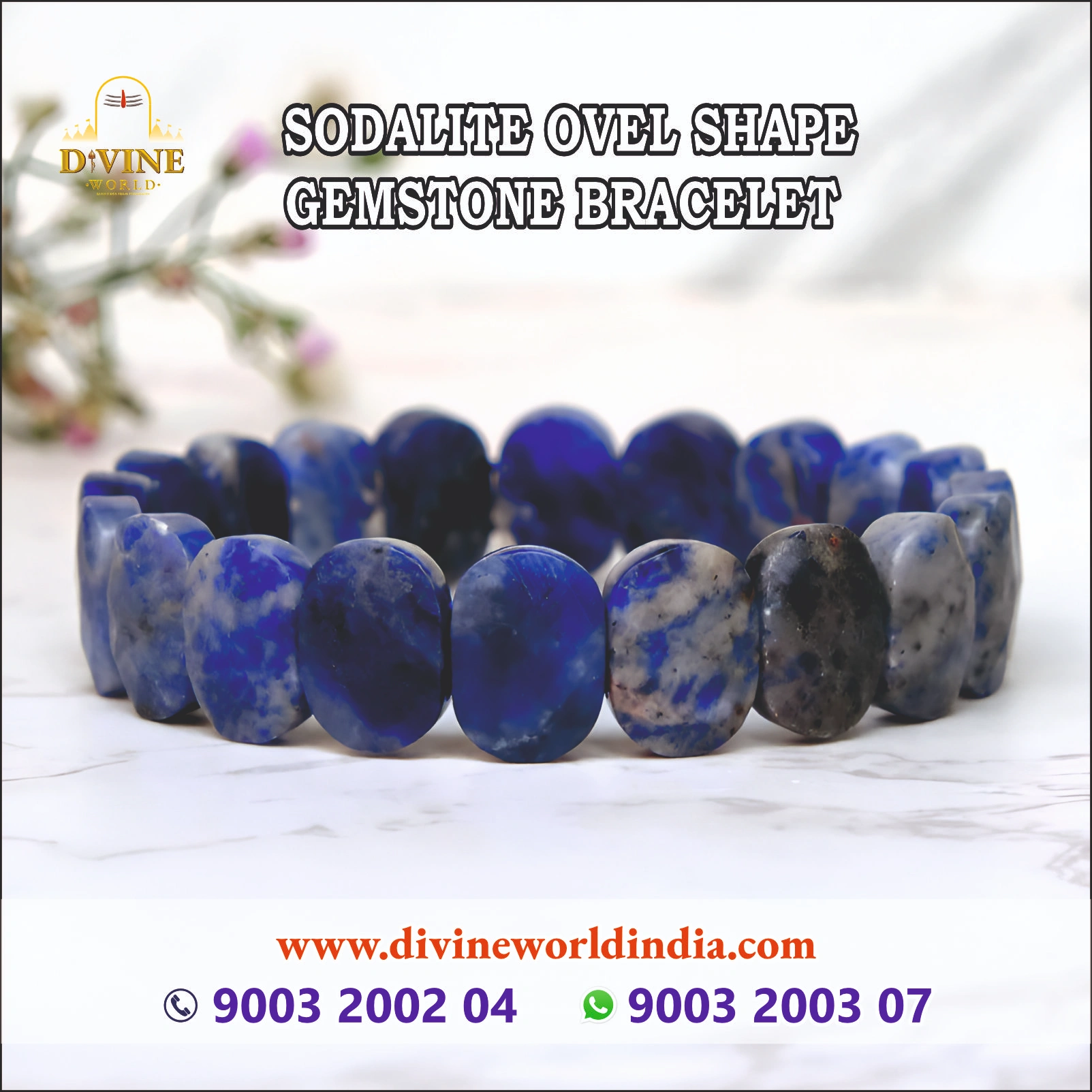 SODALITE OVEL SHAPE GEMSTONE BRACELET