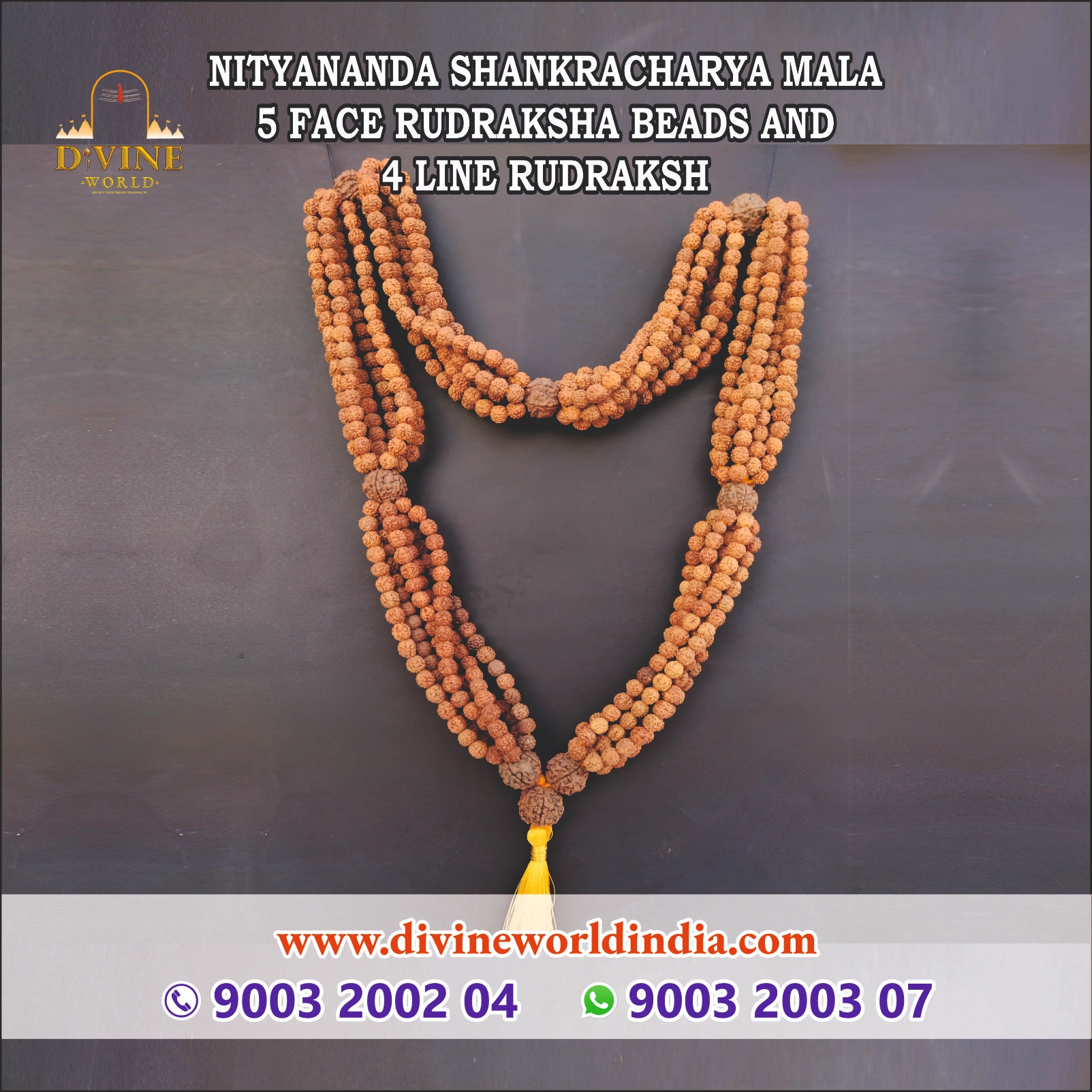 Nityananda Shankracharya Mala 5 Face Rudraksha Beads and 4 Line Rudraksh