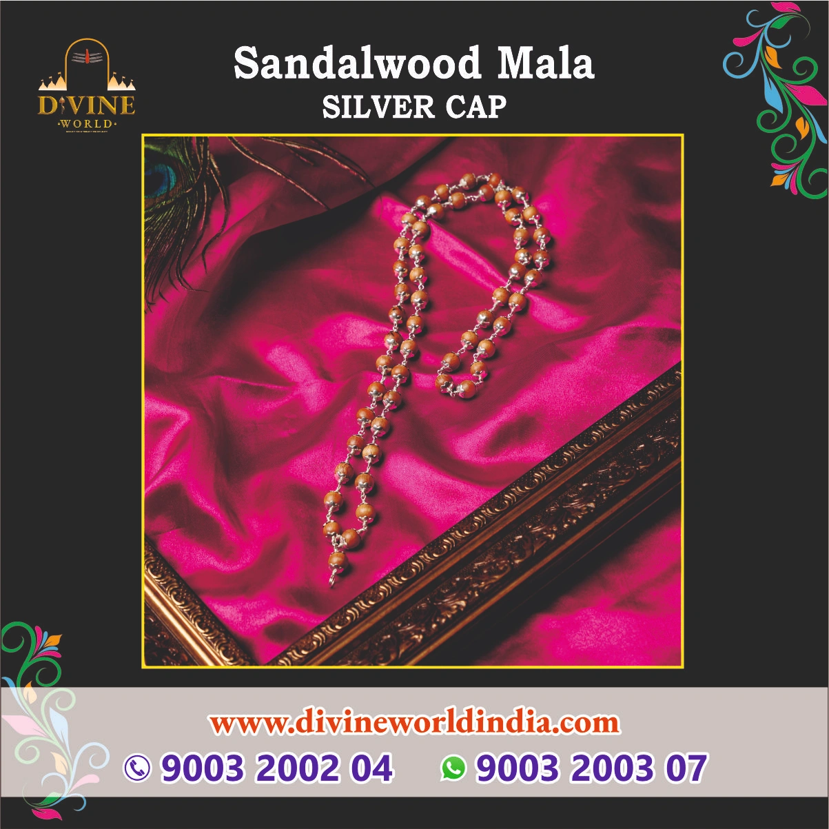 Sandalwood Silver Cap Mala