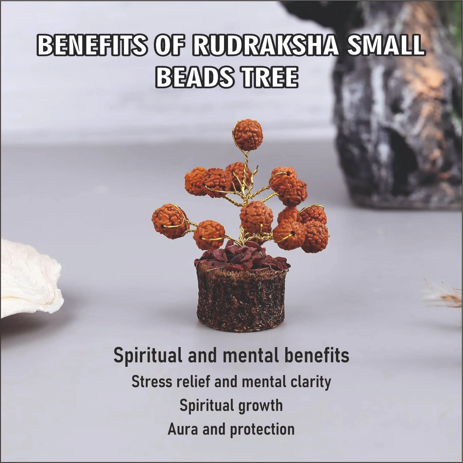 RUDRAKSHA SMALL BEADS TREE 3INCH