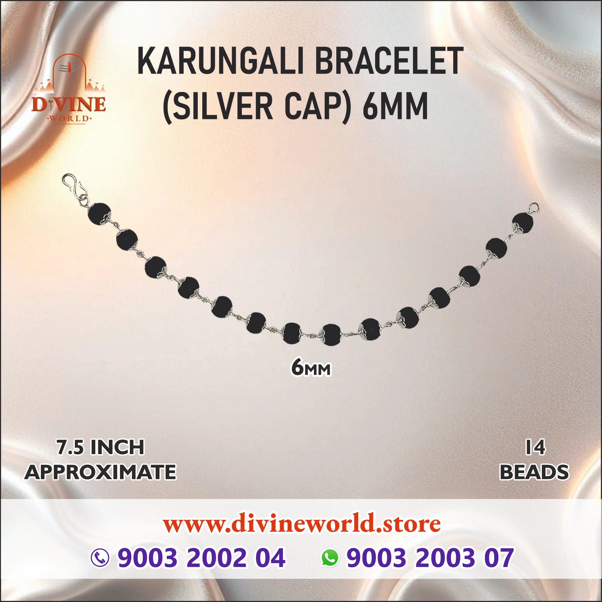 Karungali Bracelet Silver Cap