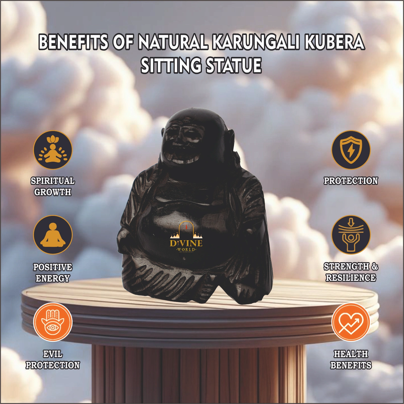 Karungali Kubera Sitting Statue