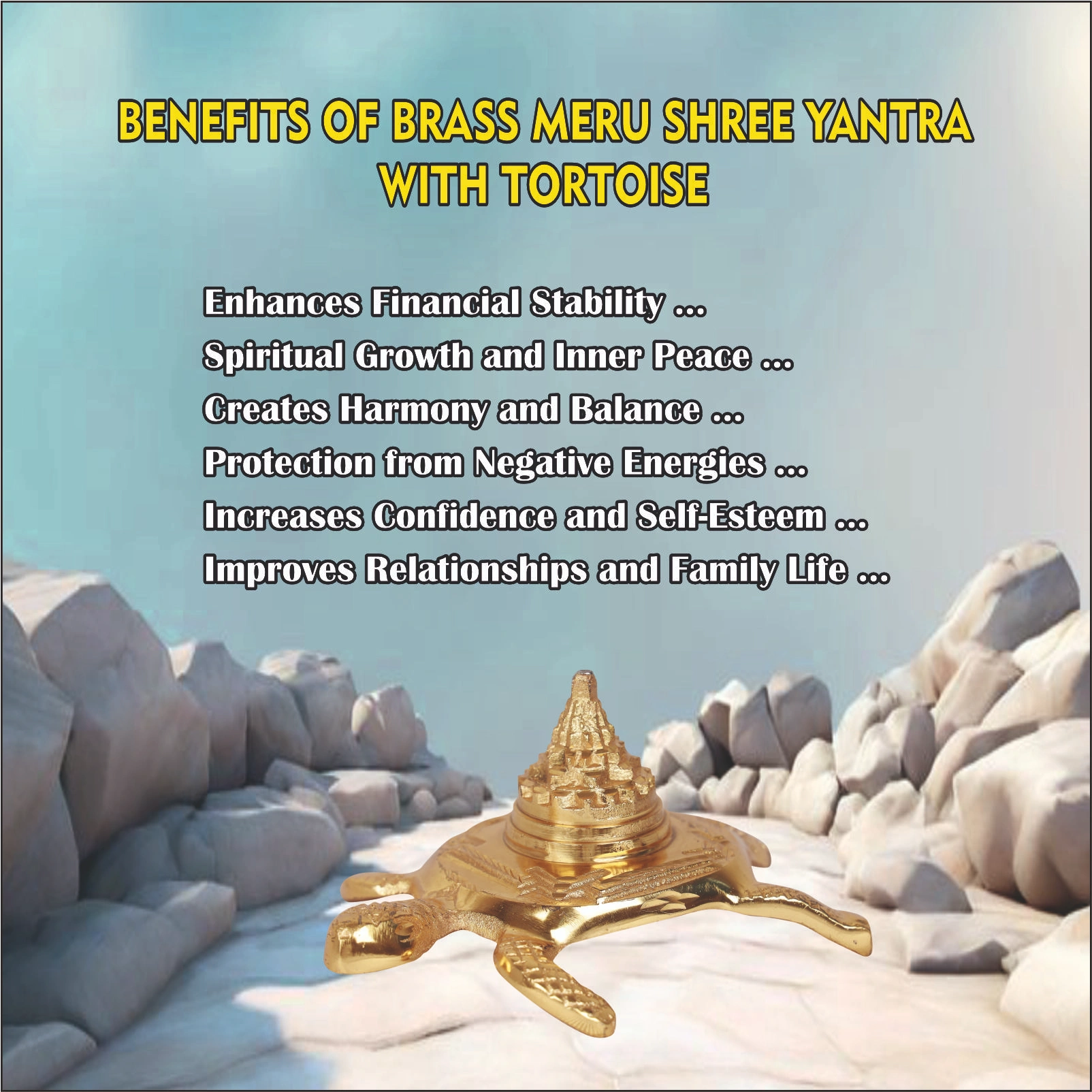 Brass Meru Shree Yantra with Tortoise