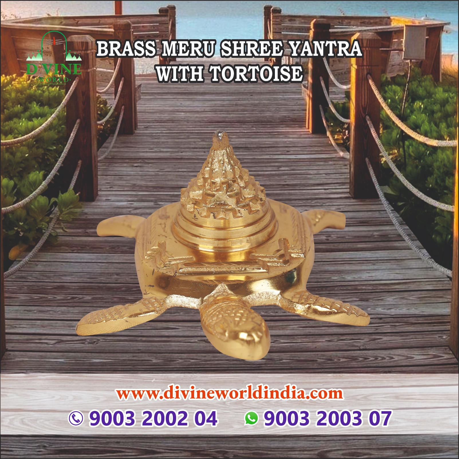 Brass Meru Shree Yantra with Tortoise