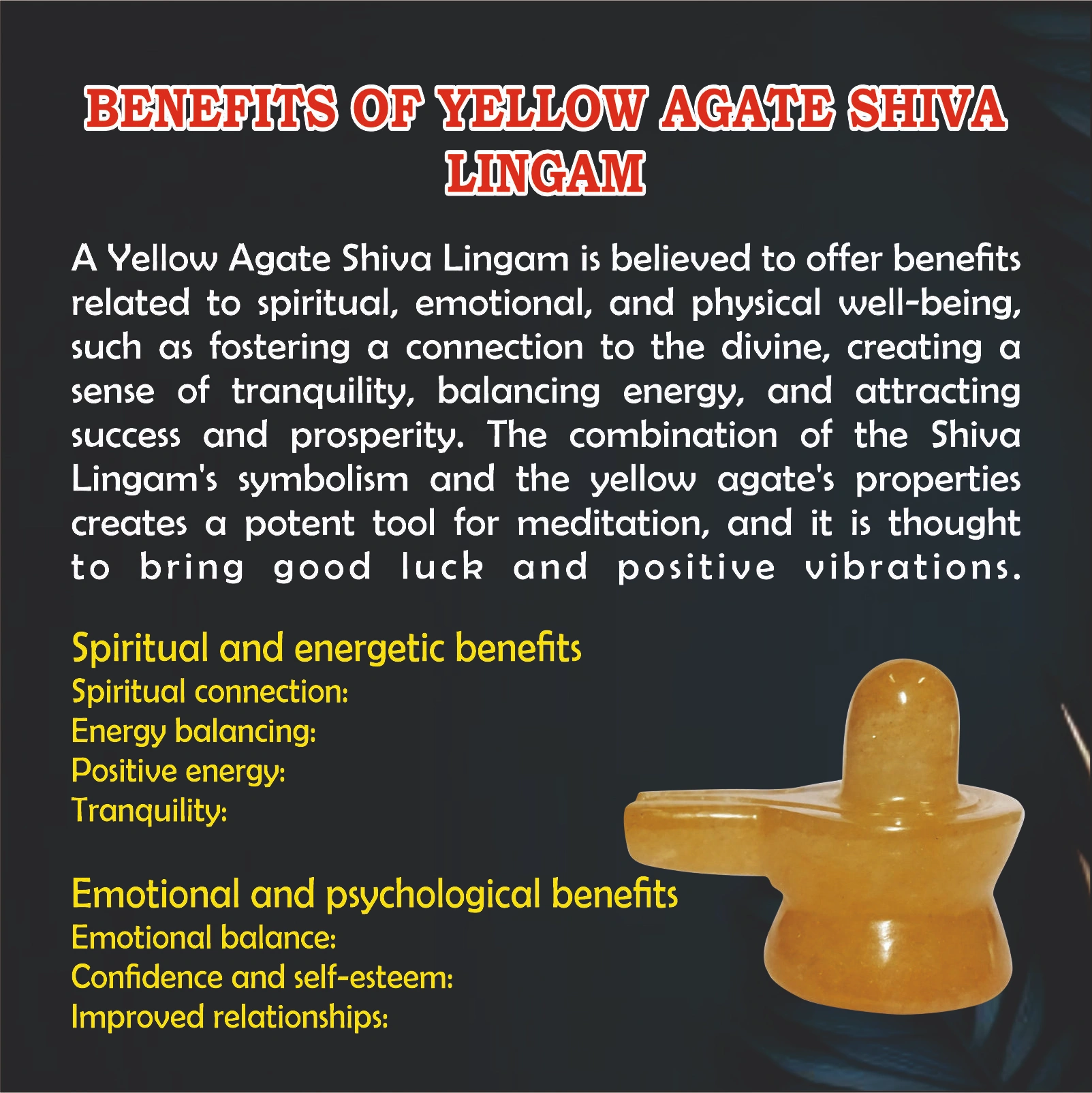 Yellow Agate Shiv Lingam